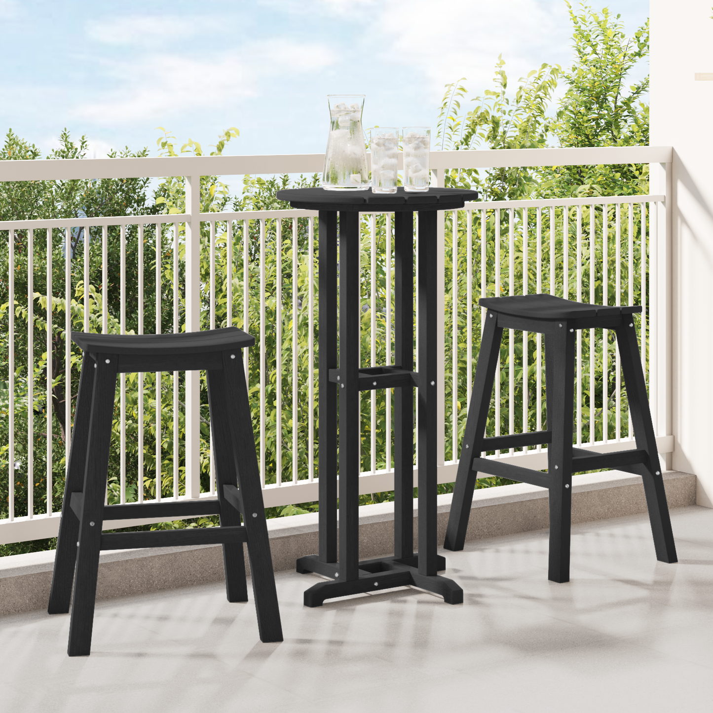3 Piece Garden Bar Set Black HDPE