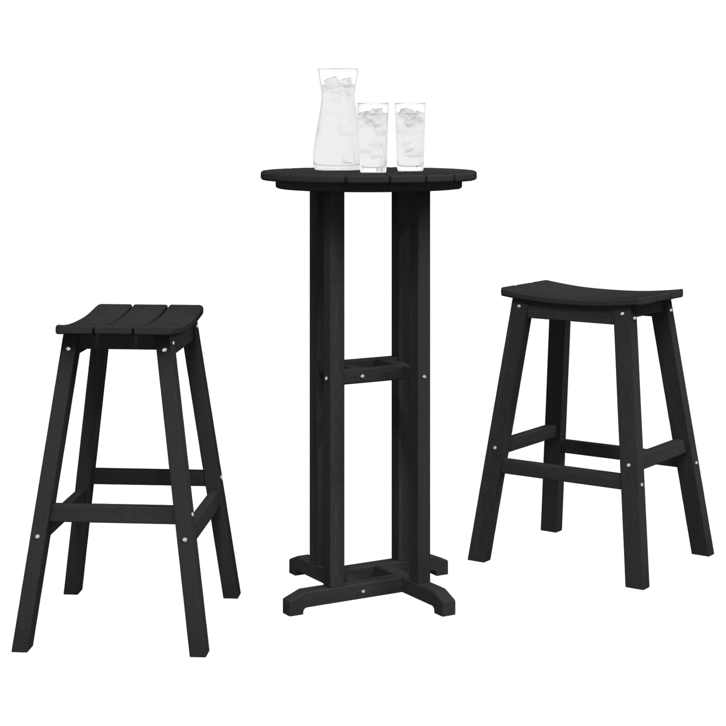3 Piece Garden Bar Set Black HDPE