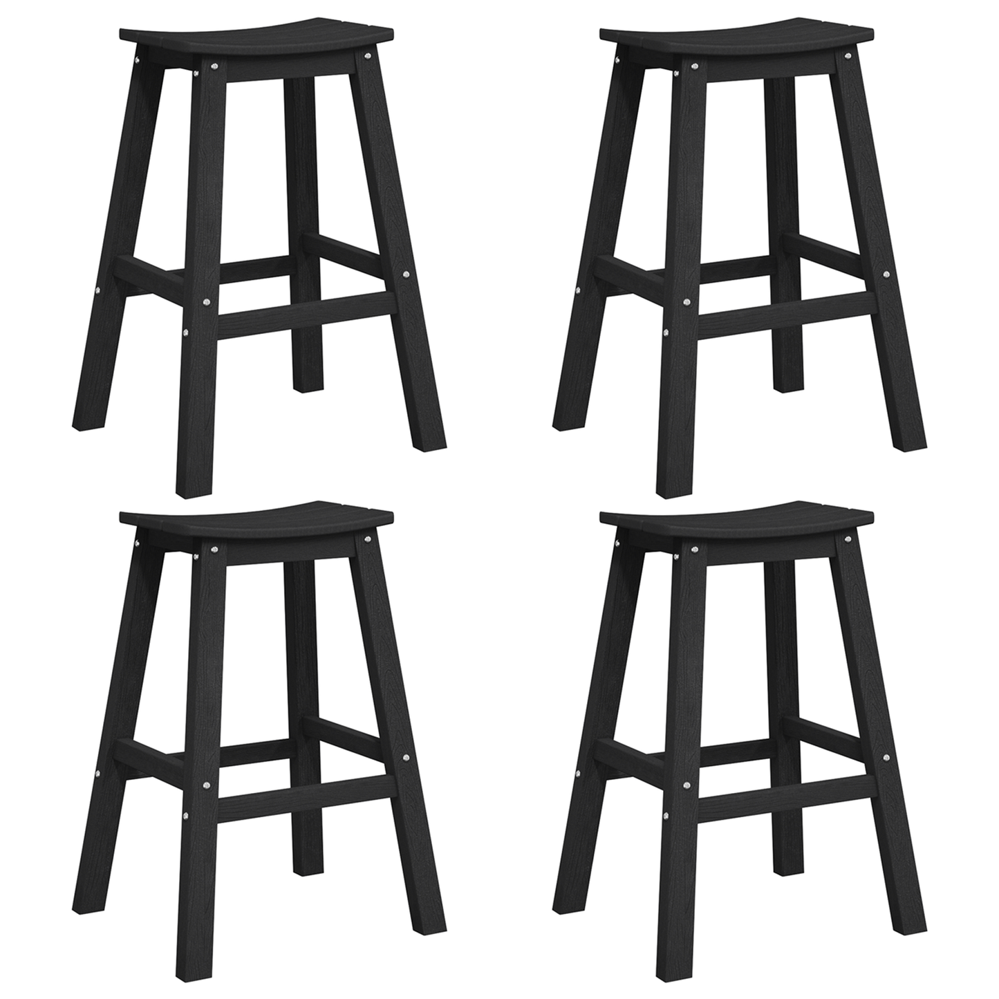 Bar Stools 6 pcs Black HDPE