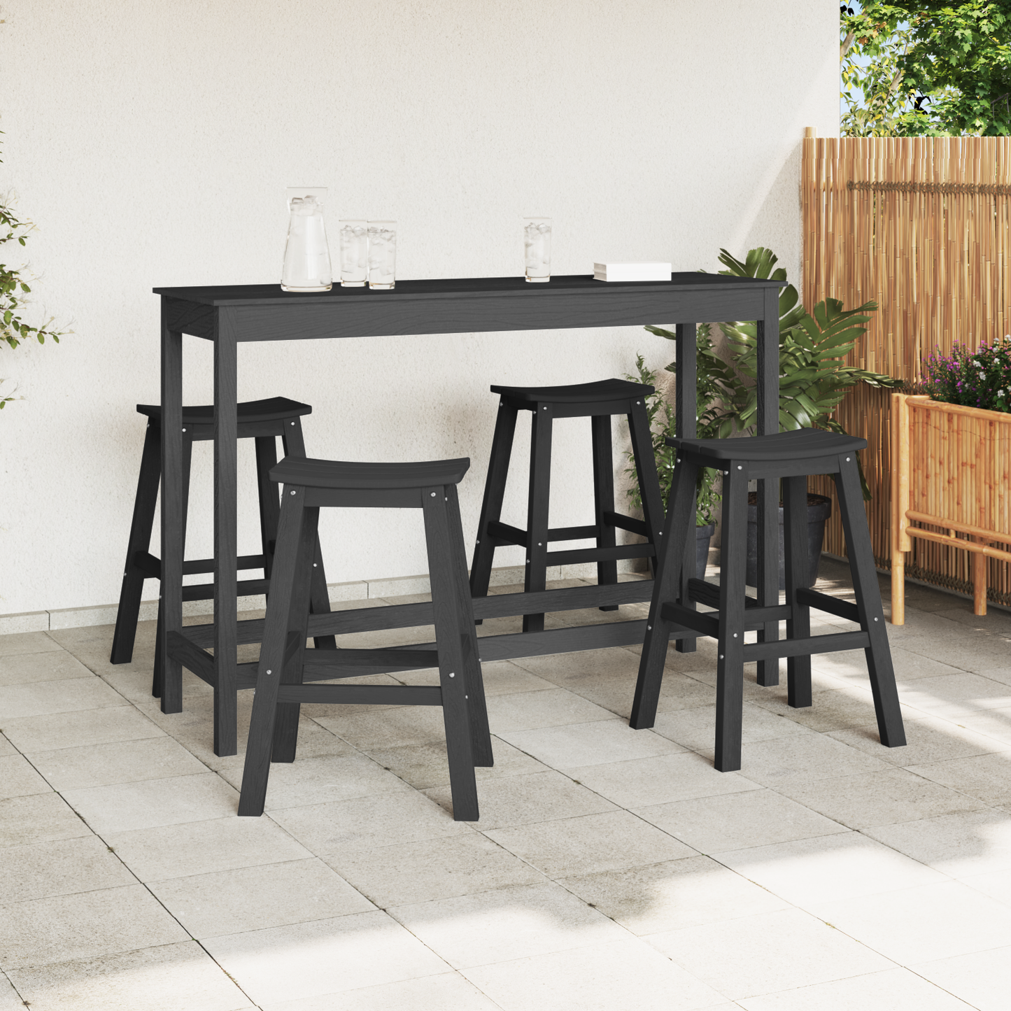 Bar Stools 6 pcs Black HDPE