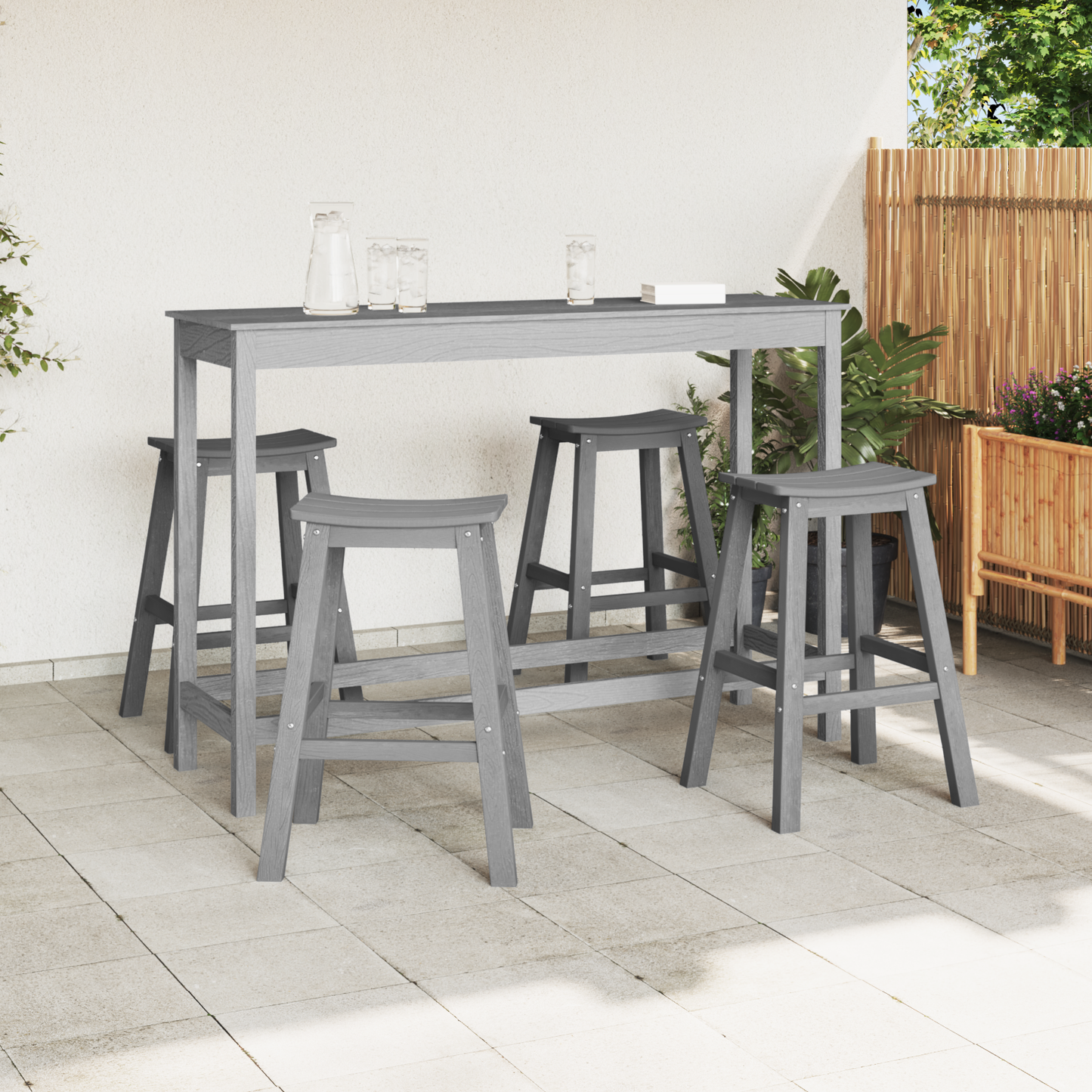 Bar Stools 6 pcs Light Grey HDPE