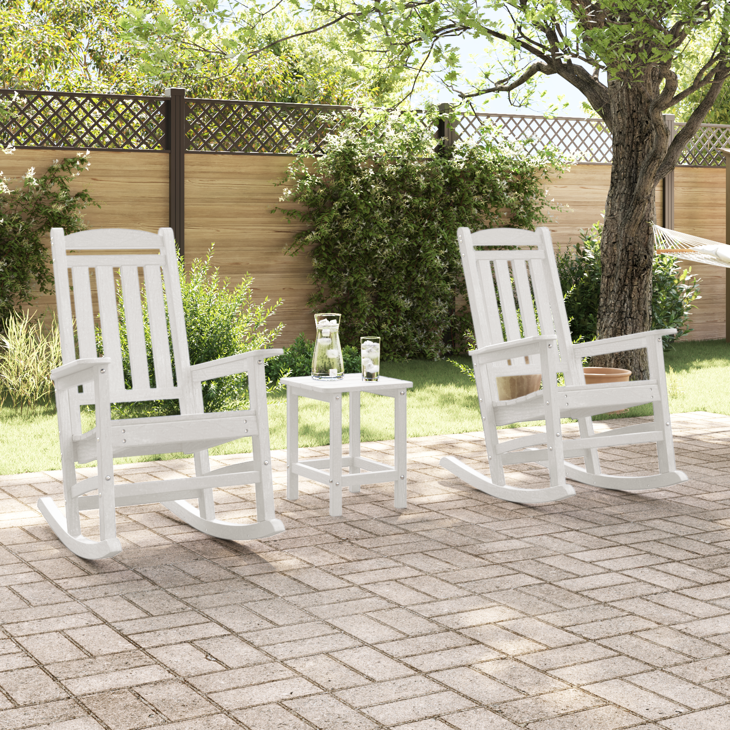 Garden Rocking Chairs 2 pcs White 70x92x107.5 cm HDPE