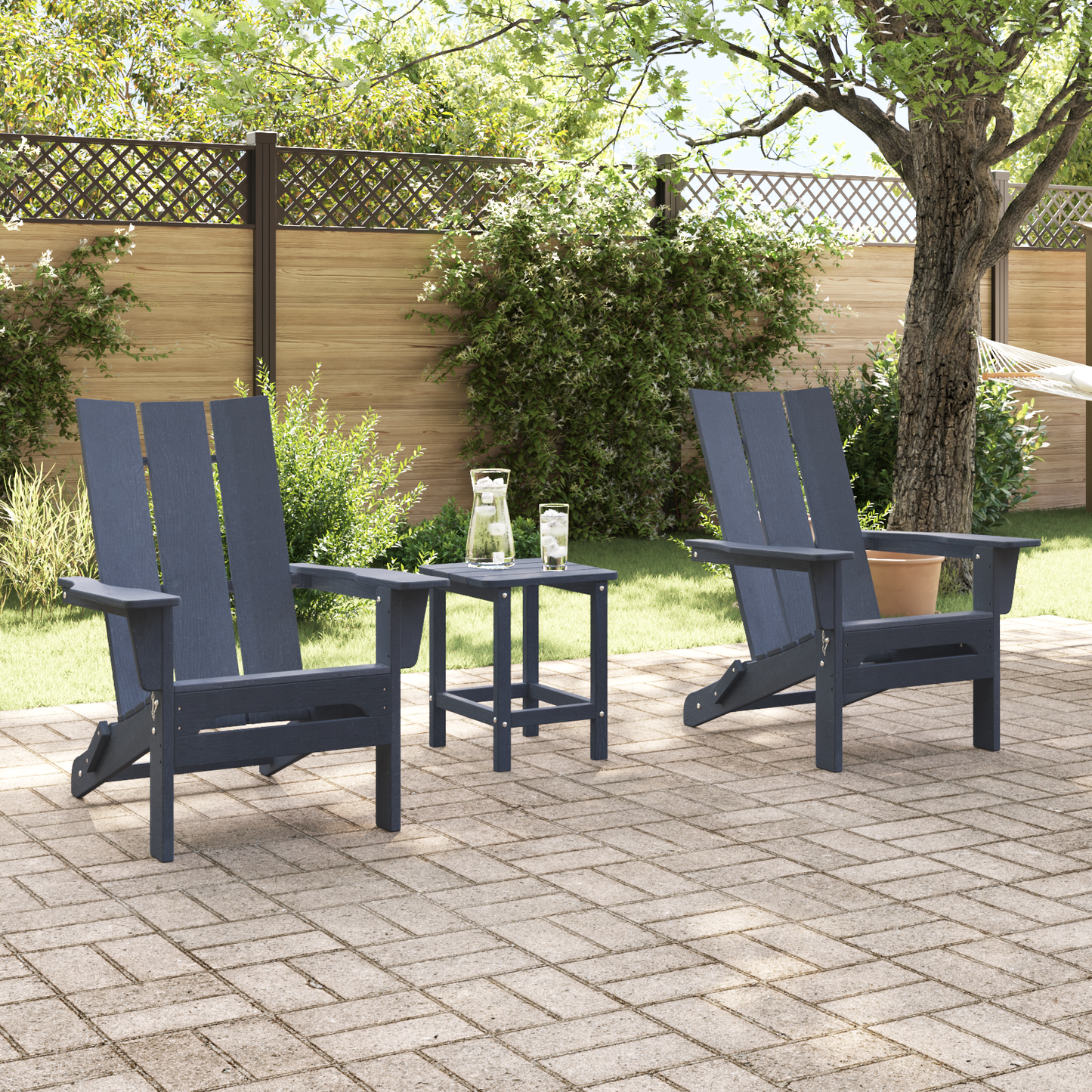 Foldable Adirondack Chairs 2 pcs Navy Blue 74.5x80.5x90 cm HDPE