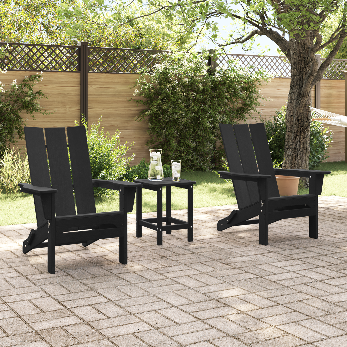 Foldable Adirondack Chairs 2 pcs Black 74.5x80.5x90 cm HDPE