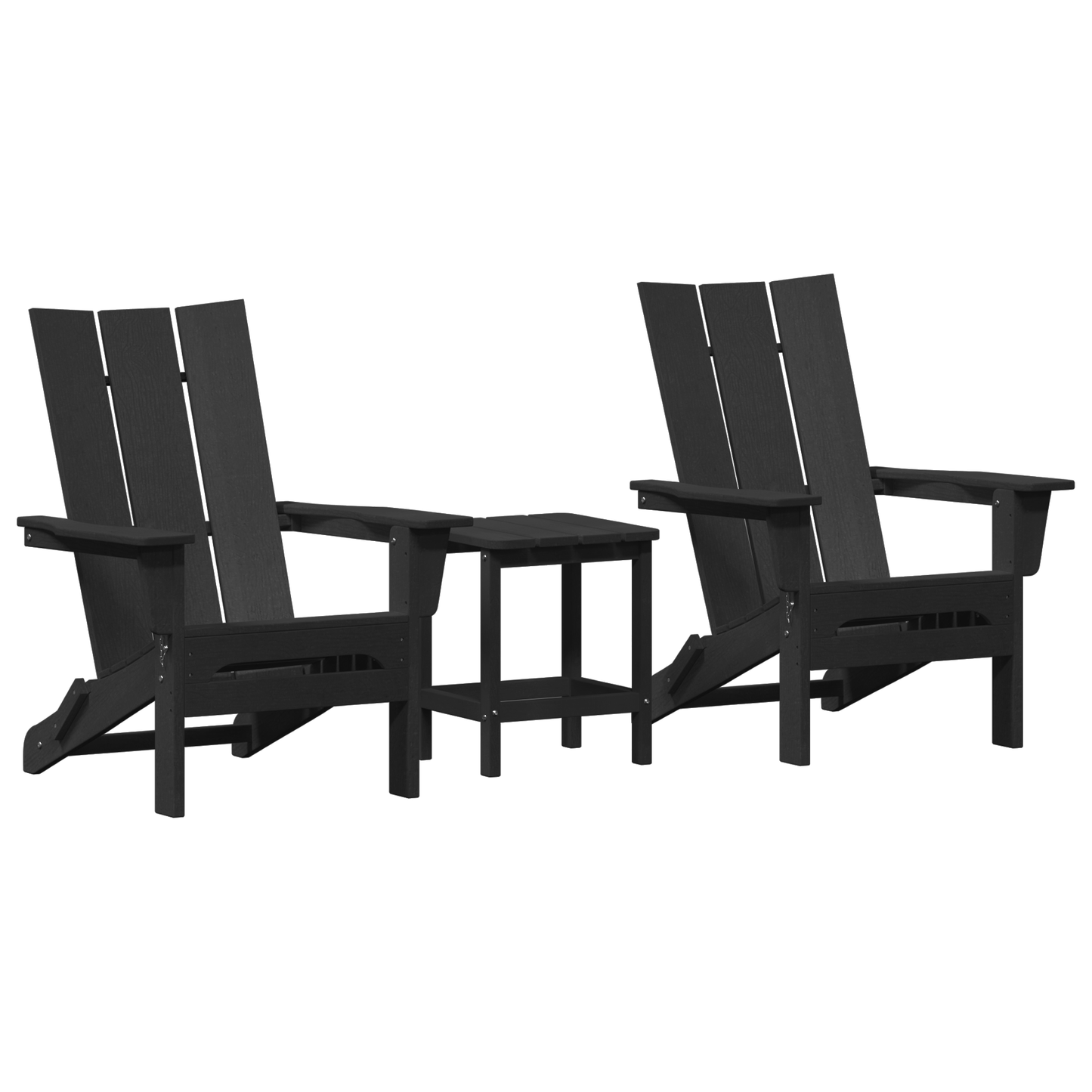 3 Piece Garden Lounge Set Black HDPE