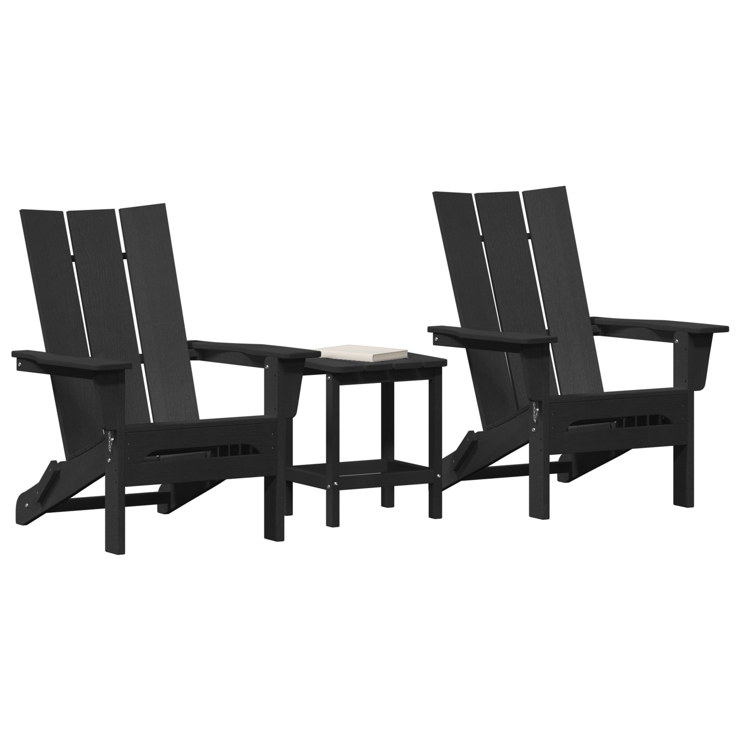 3 Piece Garden Lounge Set Black HDPE