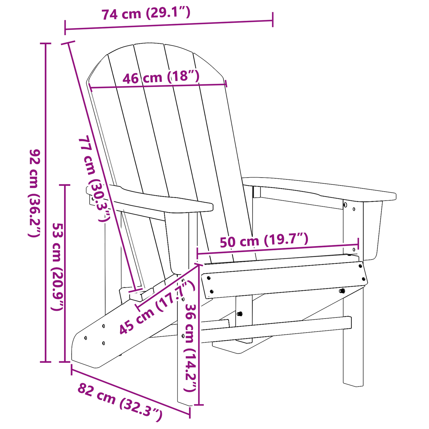 Adirondack Chairs 2 pcs White 74x82x90 cm HDPE