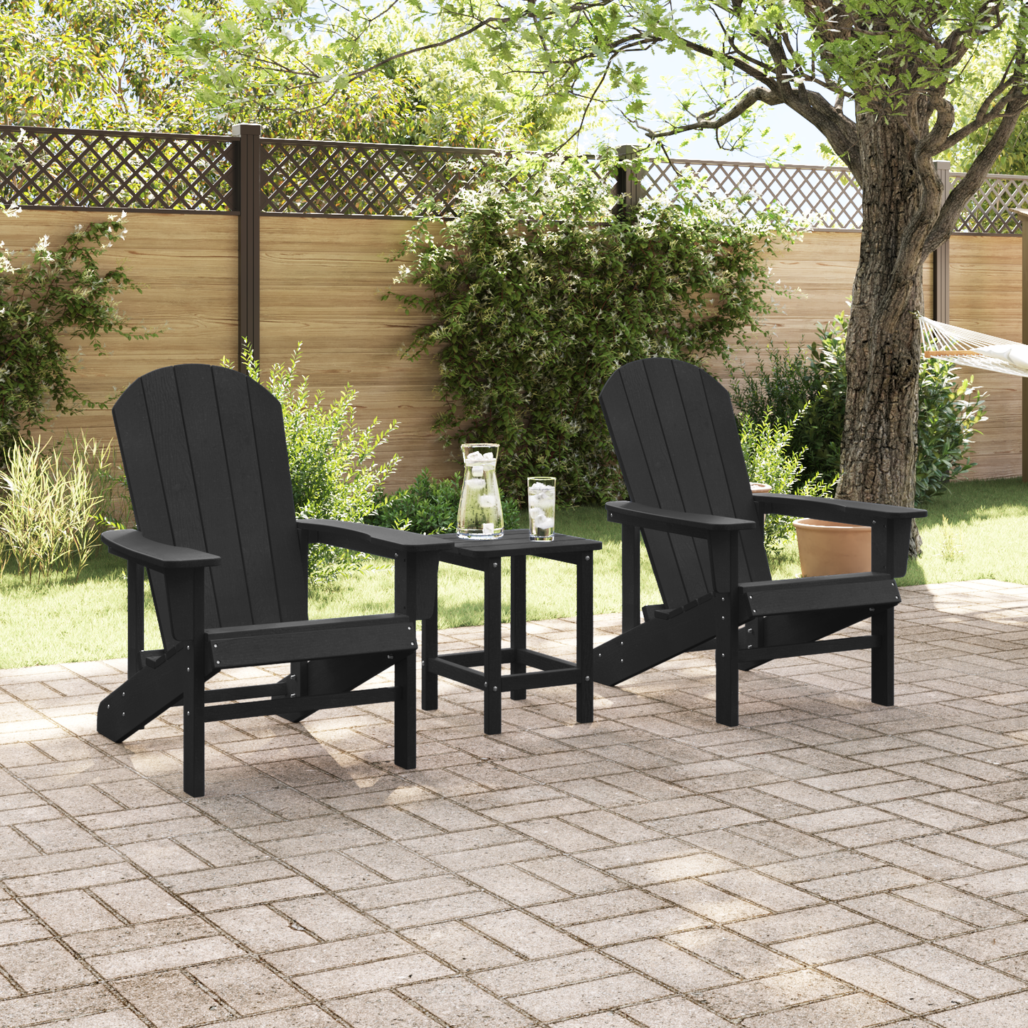 3 Piece Garden Lounge Set Black HDPE
