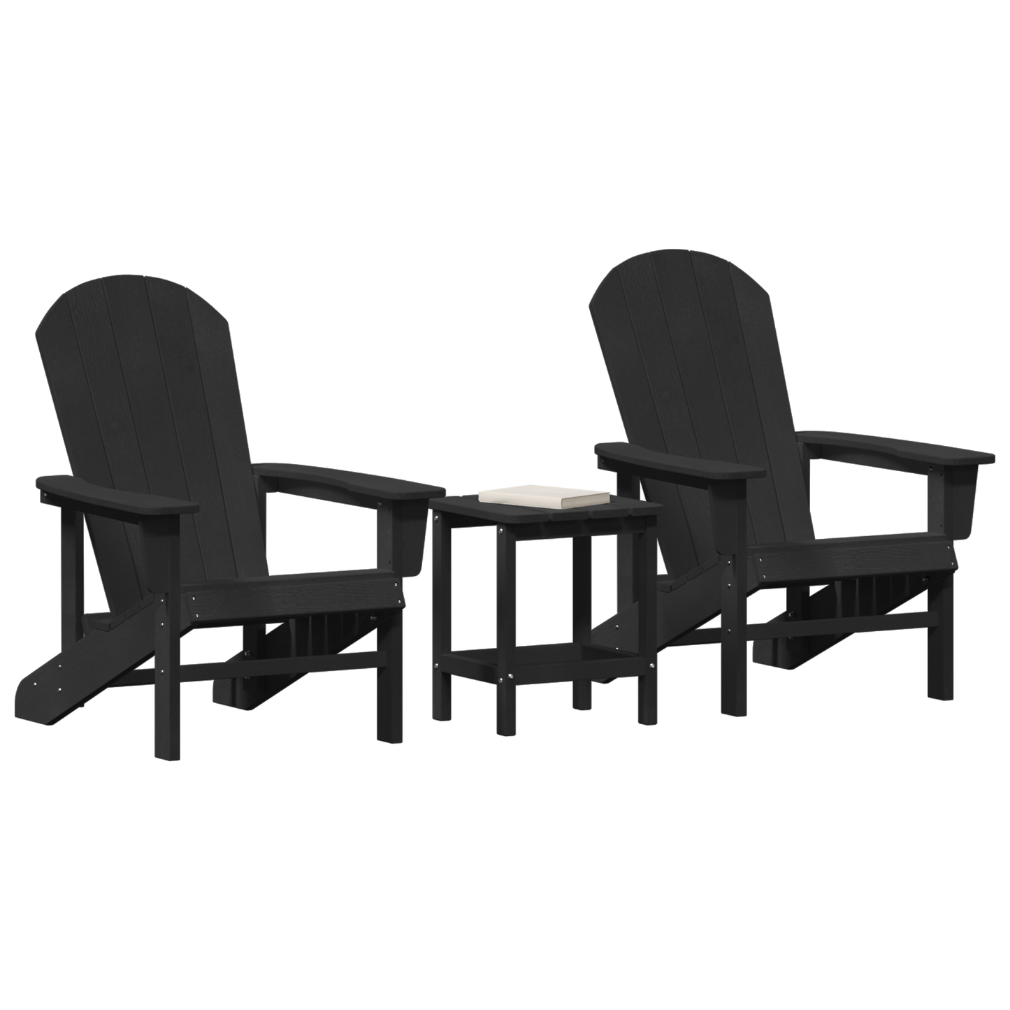 3 Piece Garden Lounge Set Black HDPE