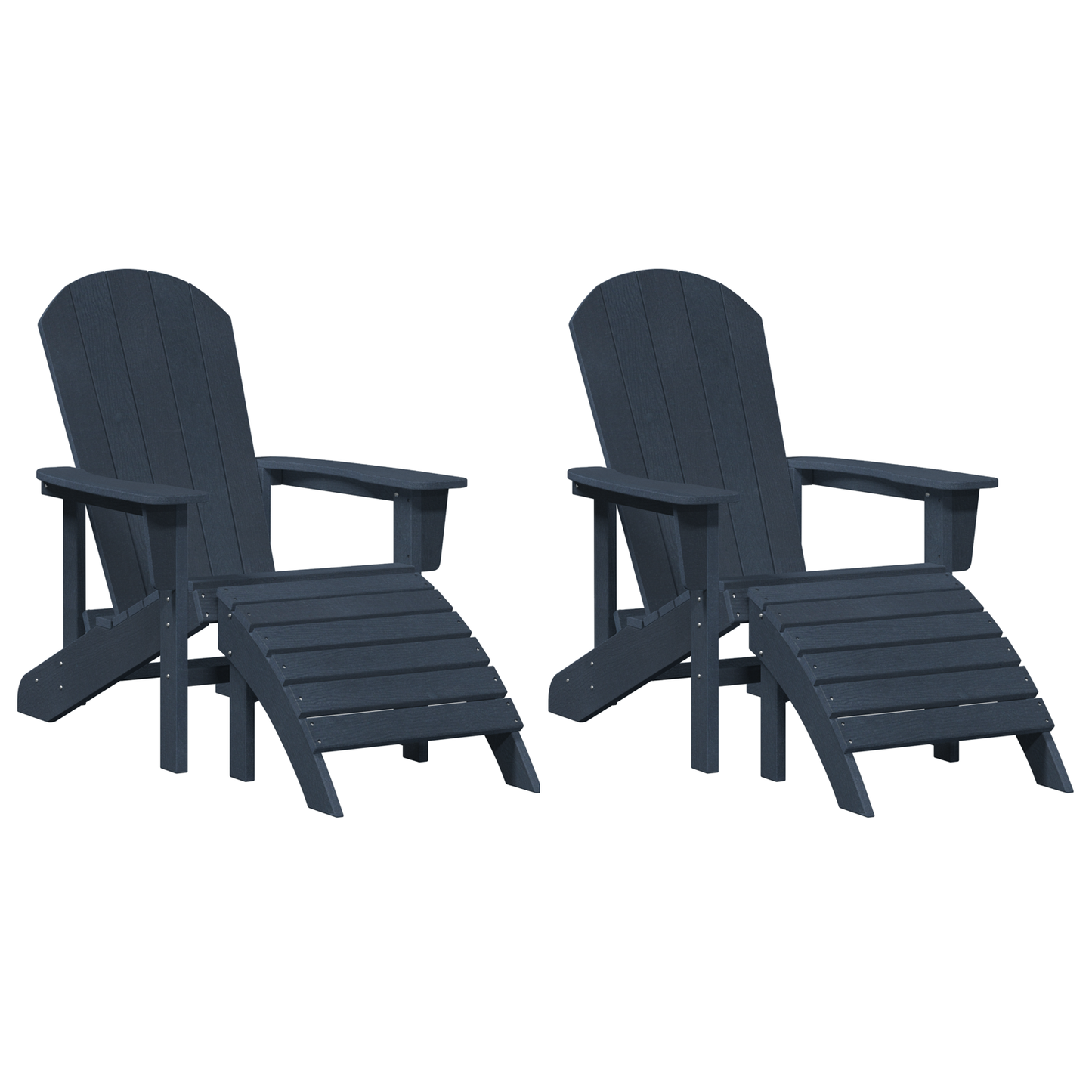 Adirondack Chairs with Footrests 2 pcs Navy Blue HDPE
