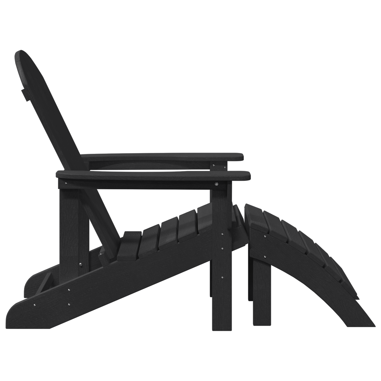 Adirondack Chairs with Footrests 2 pcs Black HDPE
