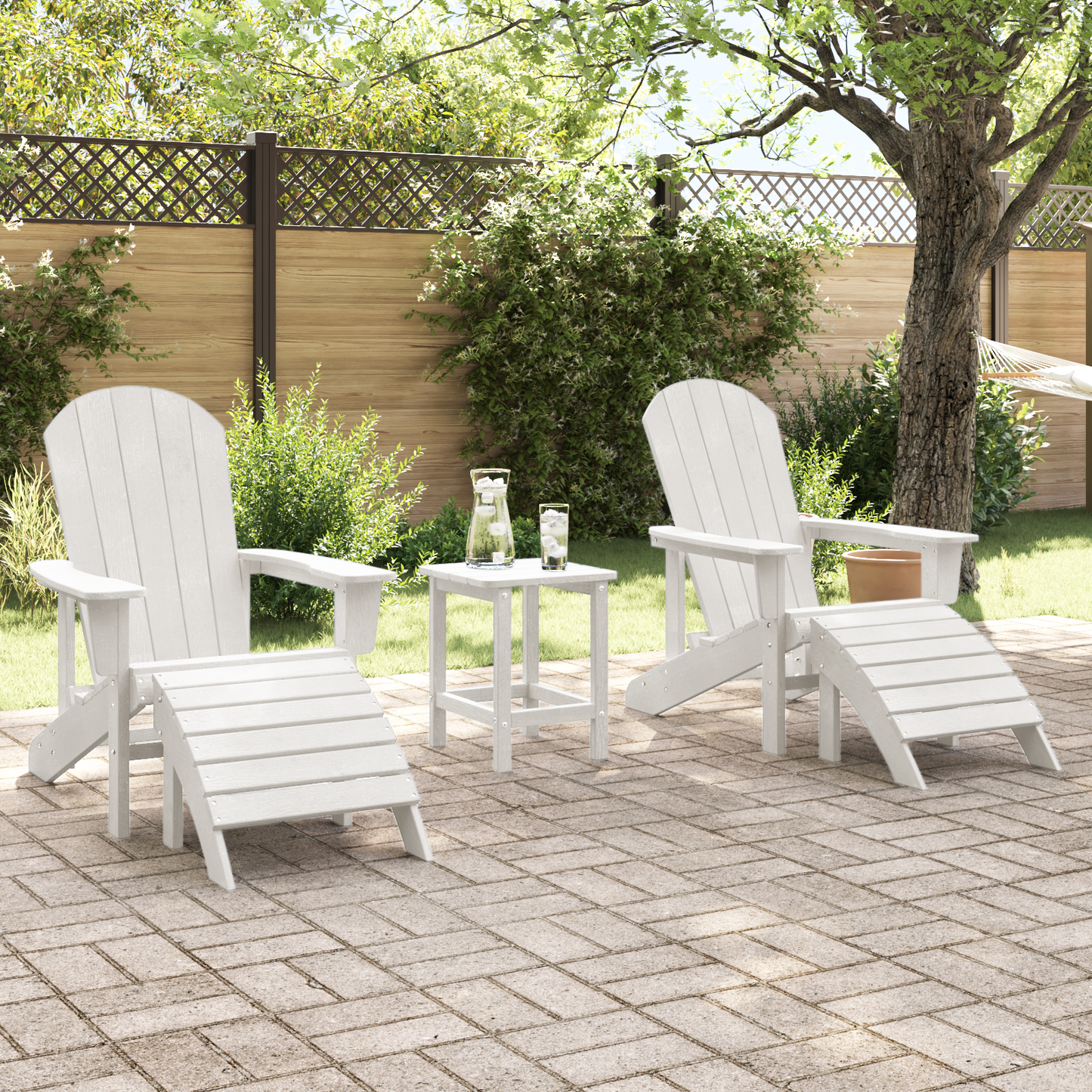 3 Piece Garden Lounge Set White HDPE