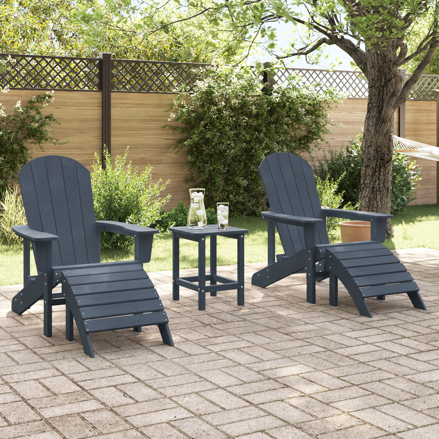 3 Piece Garden Lounge Set Navy Blue HDPE