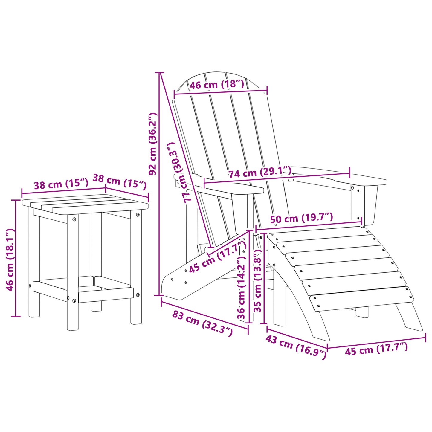 3 Piece Garden Lounge Set Navy Blue HDPE