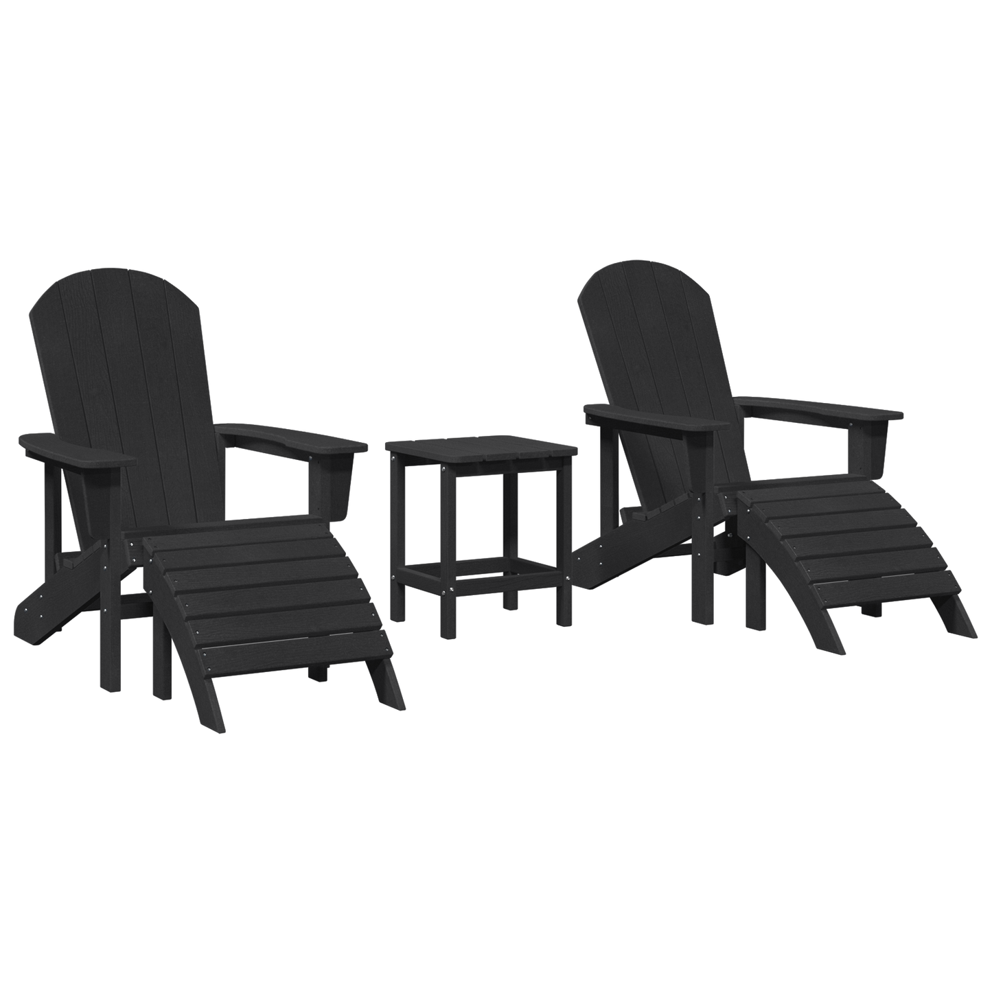 3 Piece Garden Lounge Set Black HDPE