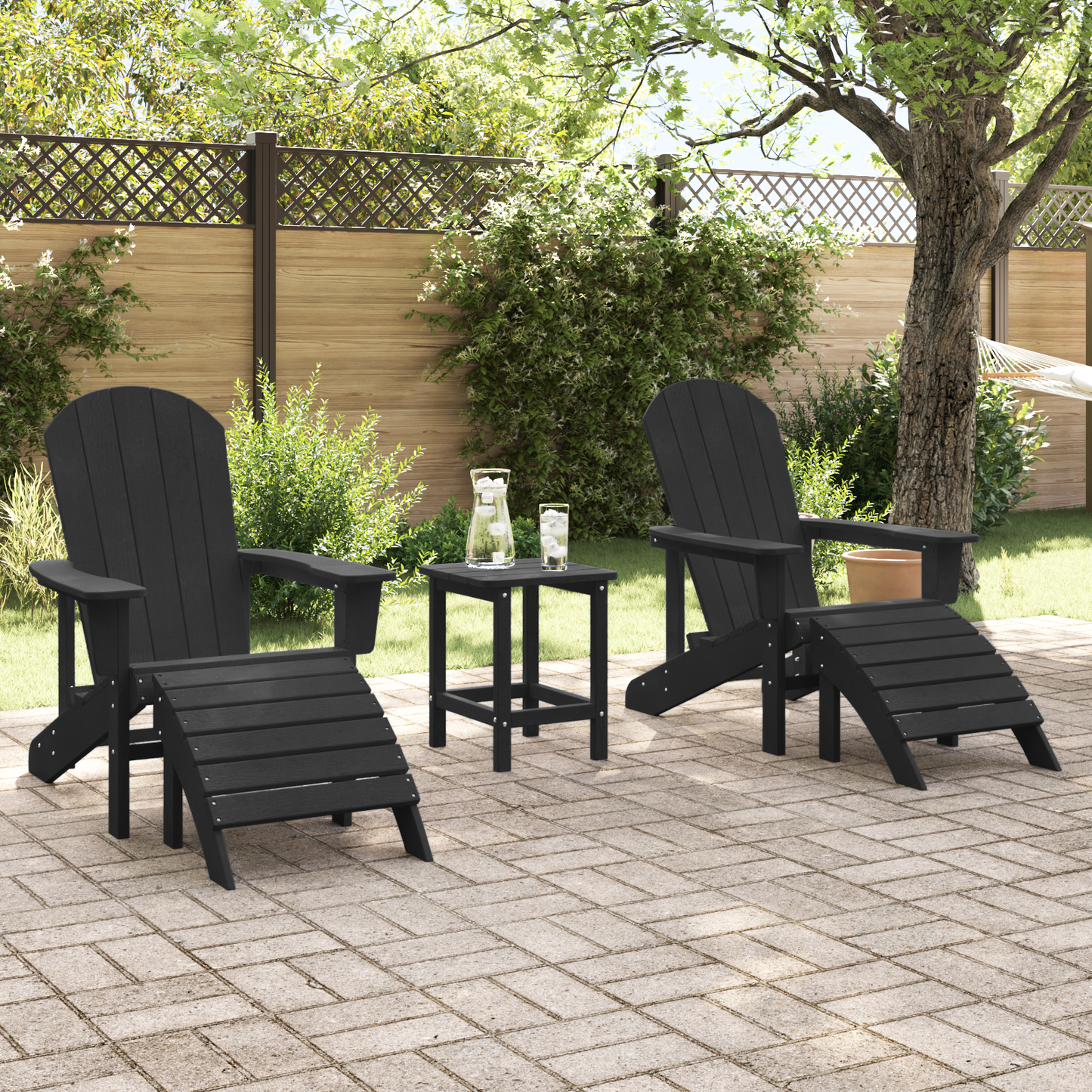 3 Piece Garden Lounge Set Black HDPE