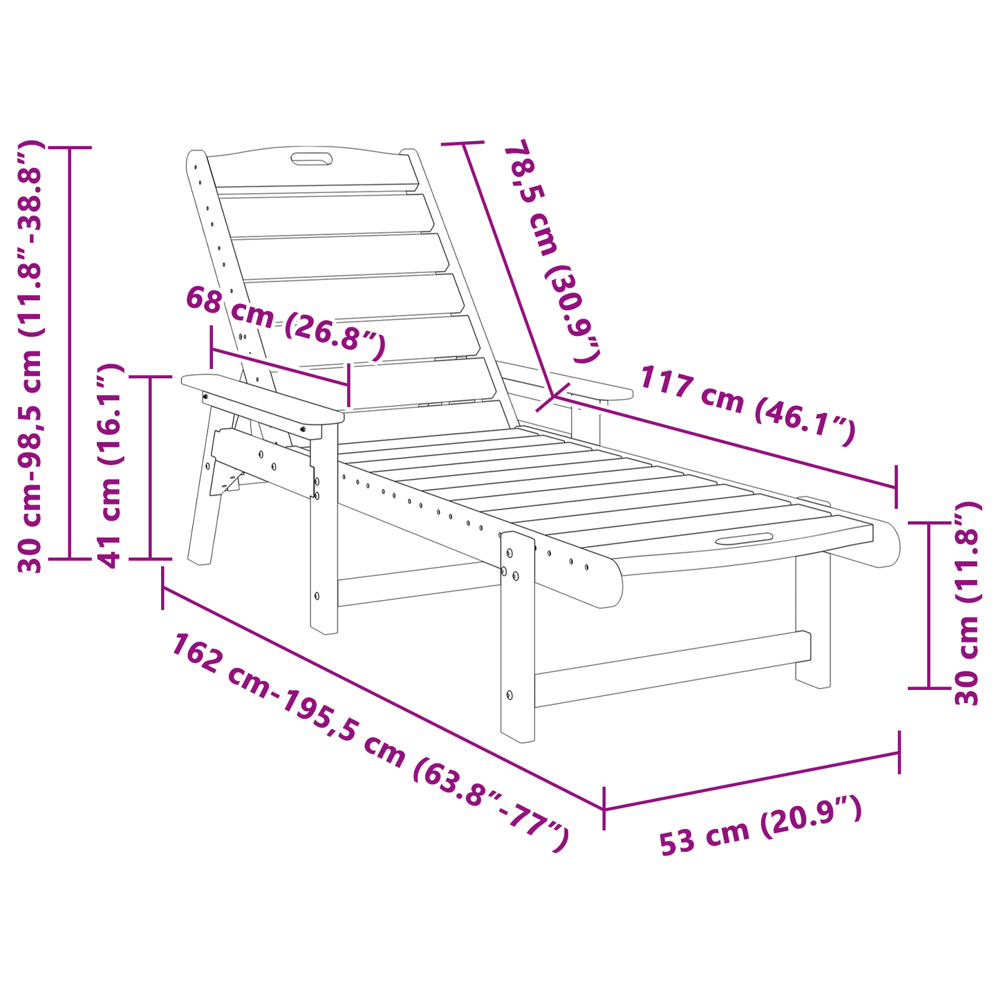 Sun Loungers 2 pcs White 162x53x98.5 cm HDPE