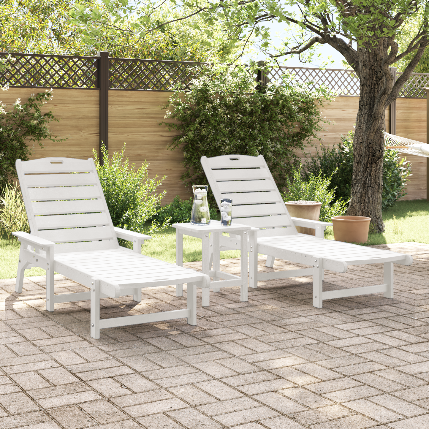 3 Piece Garden Lounge Set White HDPE