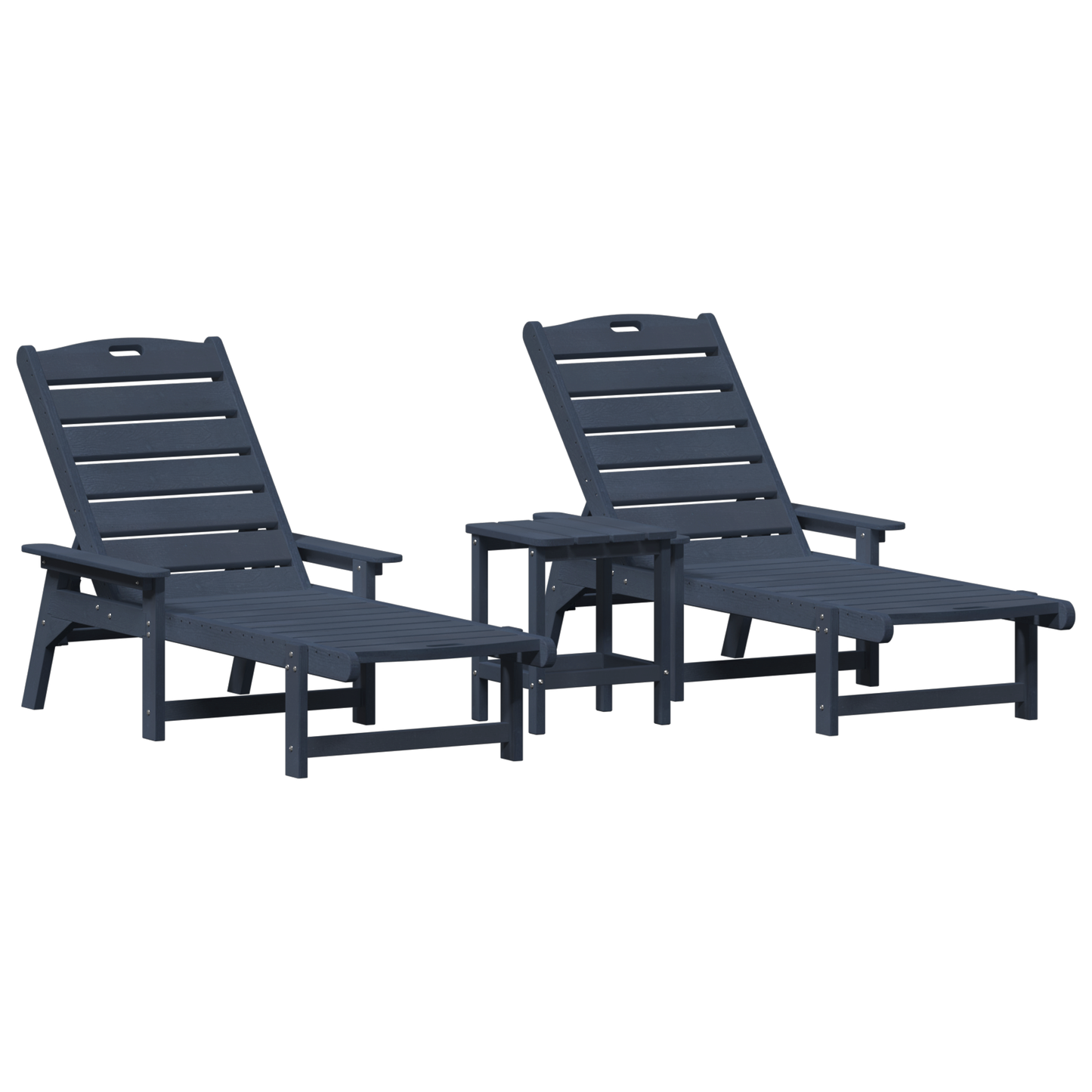 3 Piece Garden Lounge Set Navy Blue HDPE