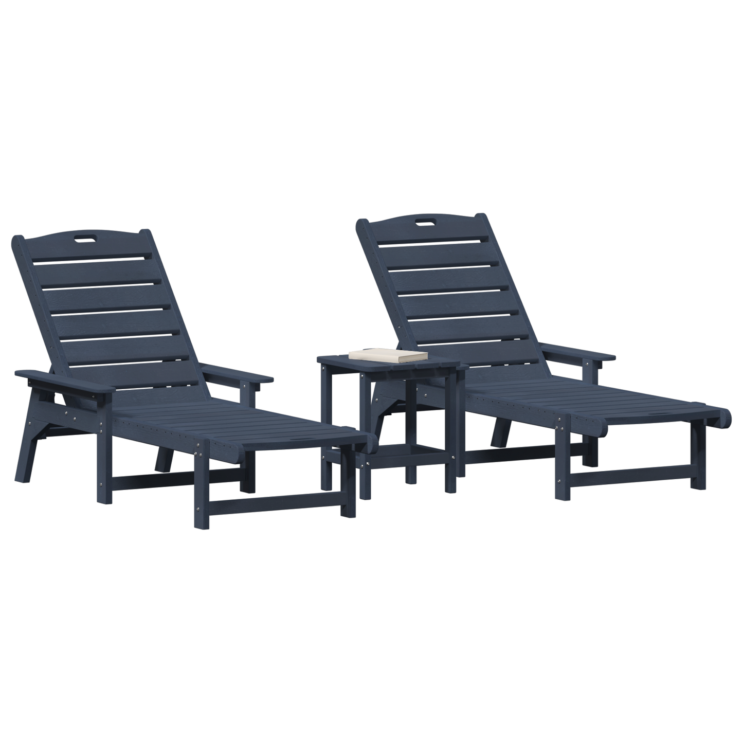 3 Piece Garden Lounge Set Navy Blue HDPE