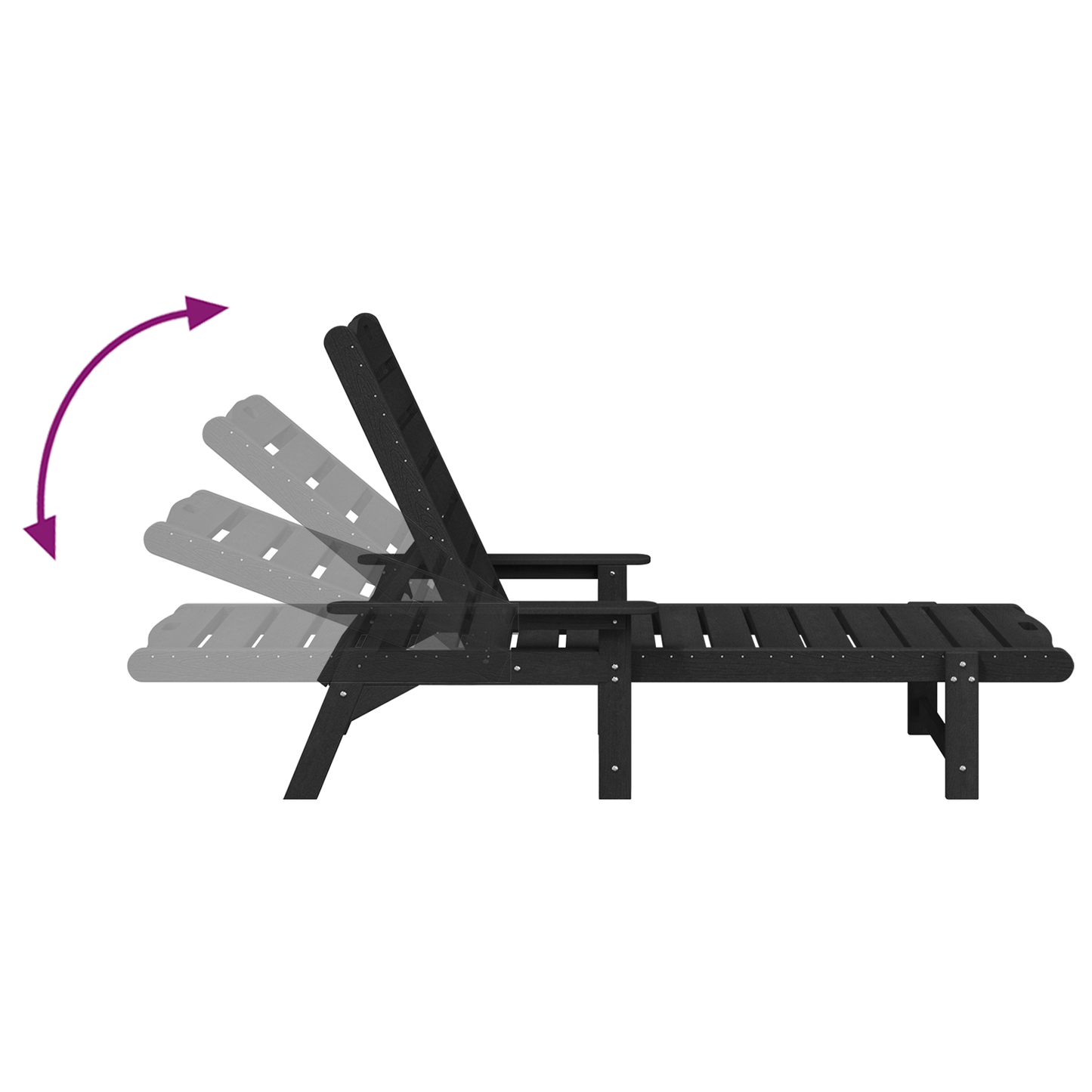 3 Piece Garden Lounge Set - Black HDPE