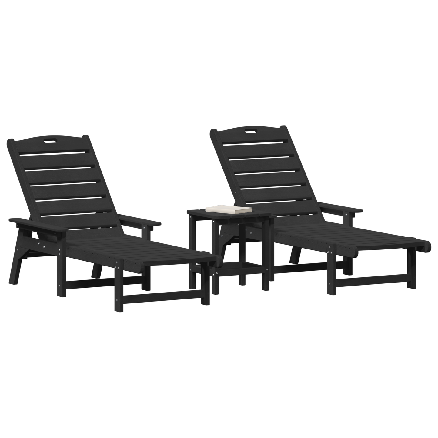 3 Piece Garden Lounge Set - Black HDPE