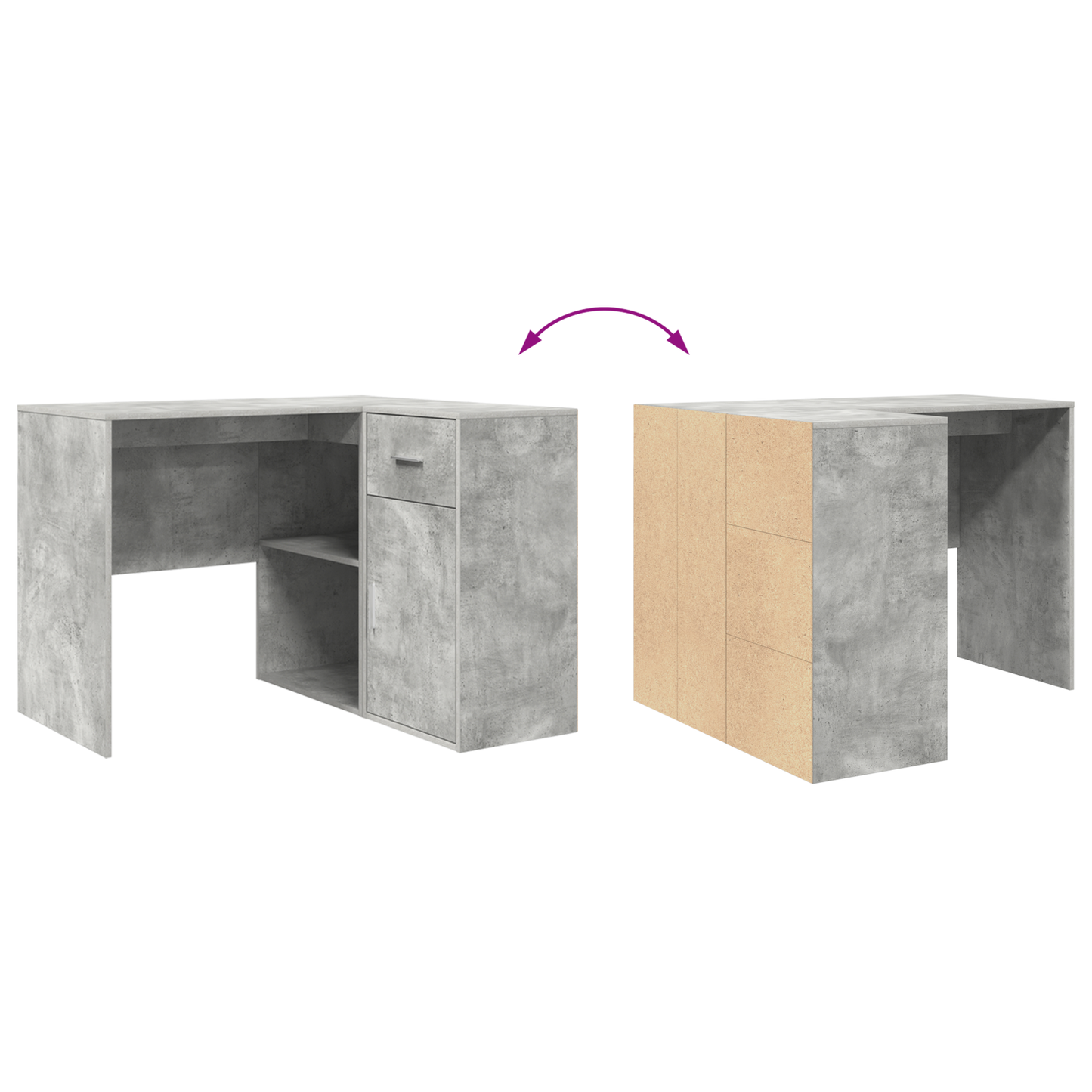 Corner Desk Concrete Grey 102x88x75 cm Engineered Wood