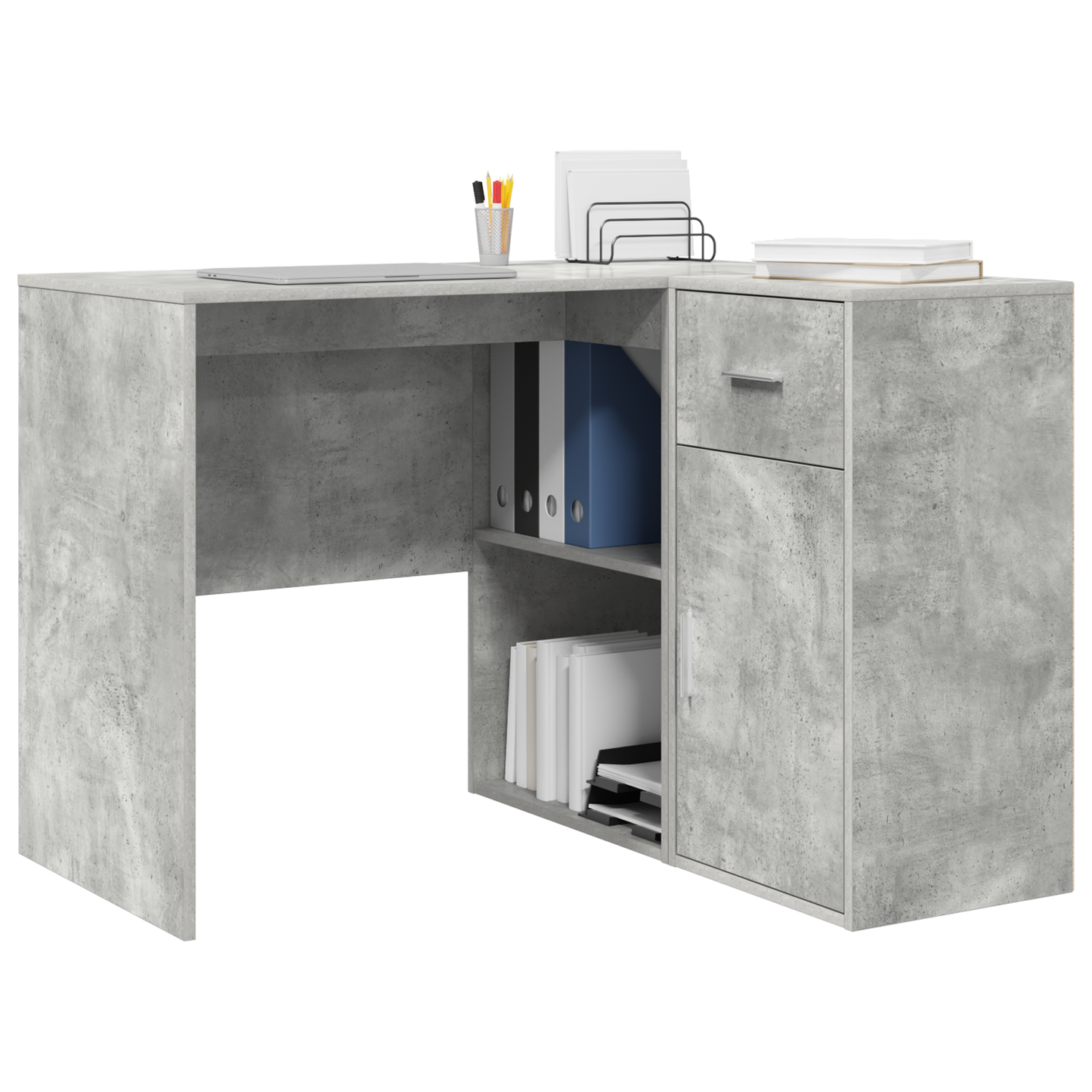 Corner Desk Concrete Grey 102x88x75 cm Engineered Wood