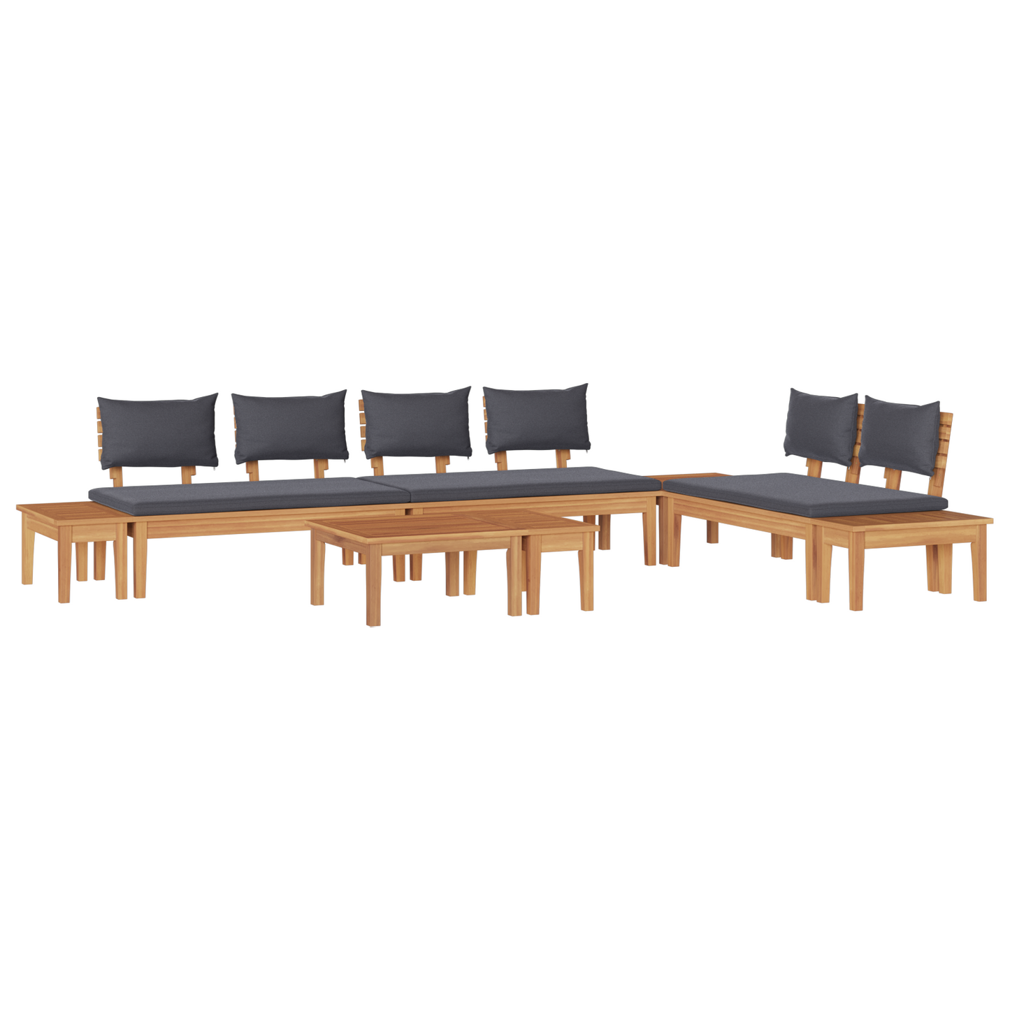 5 Piece Garden Bench Set with Cushions Solid Wood Teak