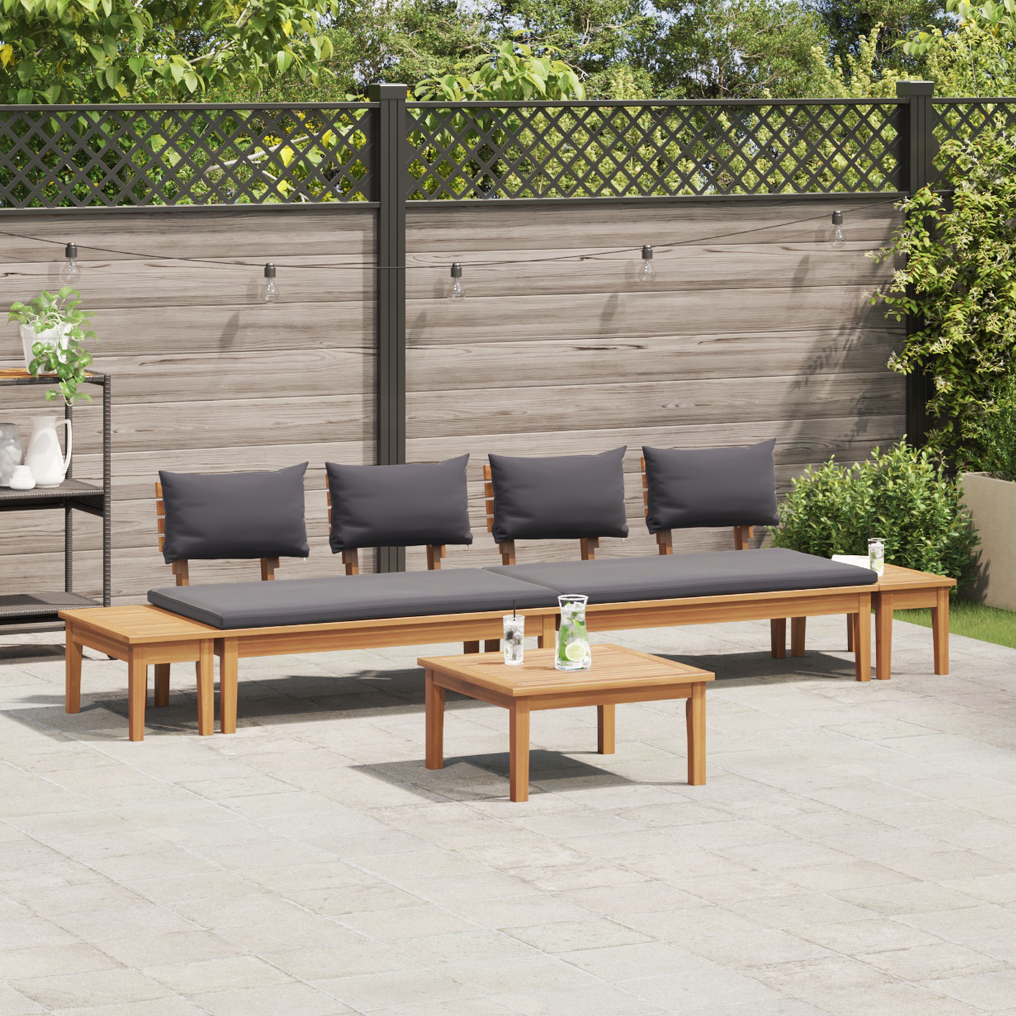 5 Piece Garden Dining Set Solid Wood Teak