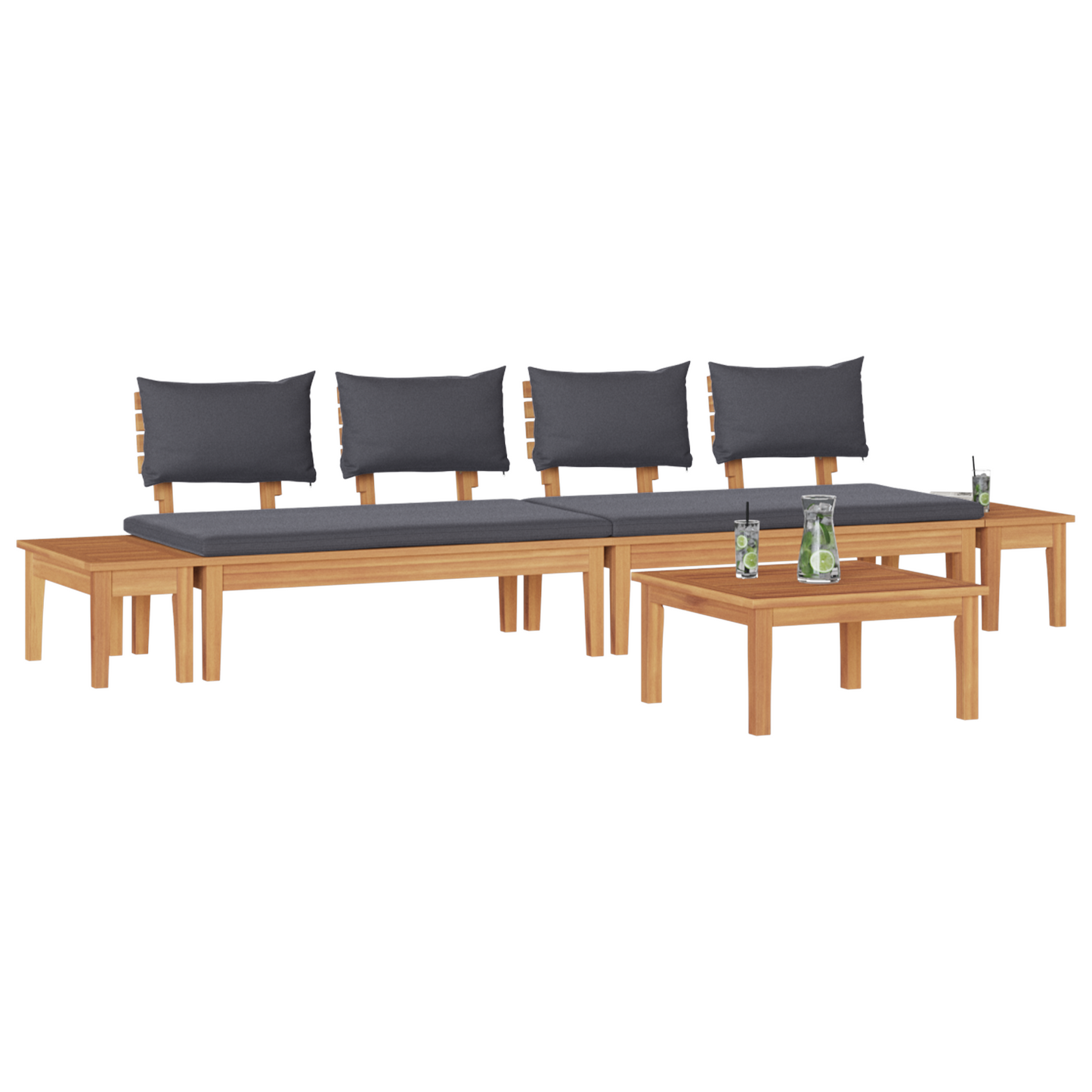 5 Piece Garden Dining Set Solid Wood Teak