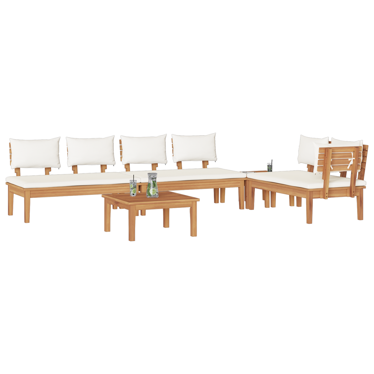 5 Piece Garden Dining Set with Cushions Solid Wood Teak