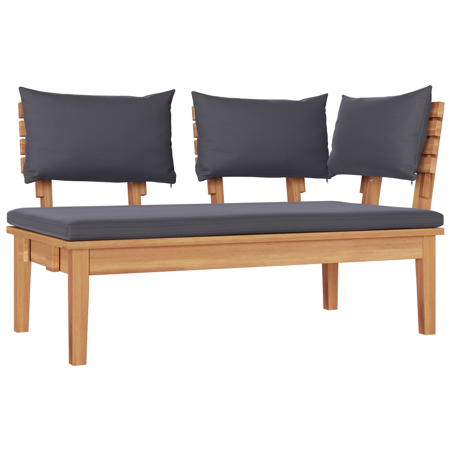4 Piece Garden Bench Set with Cushions Solid Wood Teak
