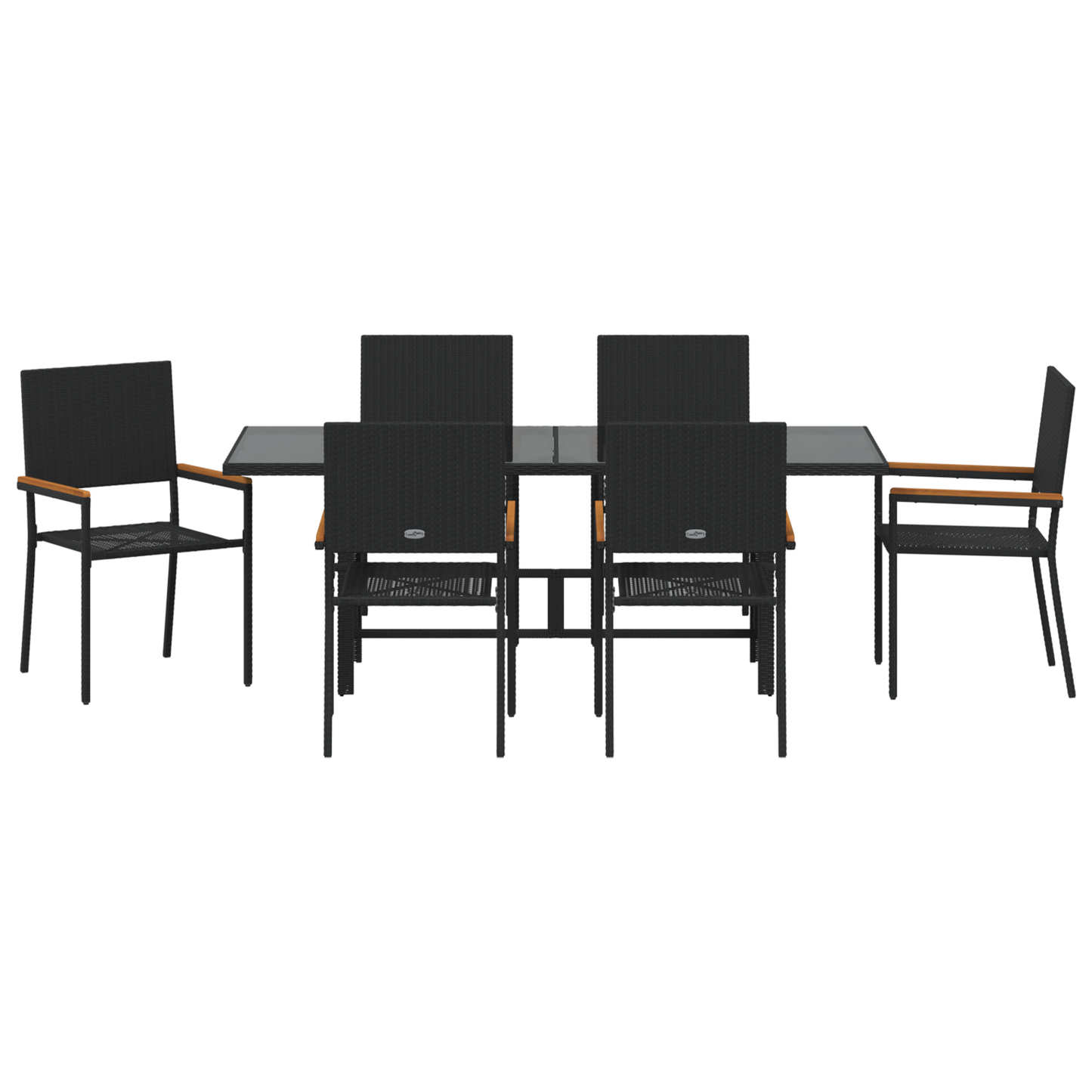 7 Piece Garden Dining Set Black Poly Rattan