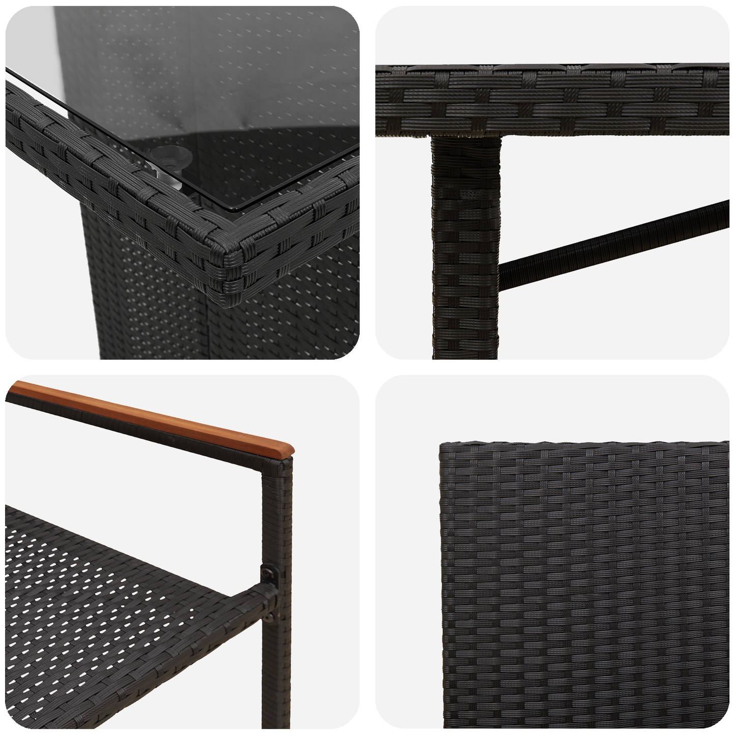 9 Piece Garden Dining Set Black Poly Rattan