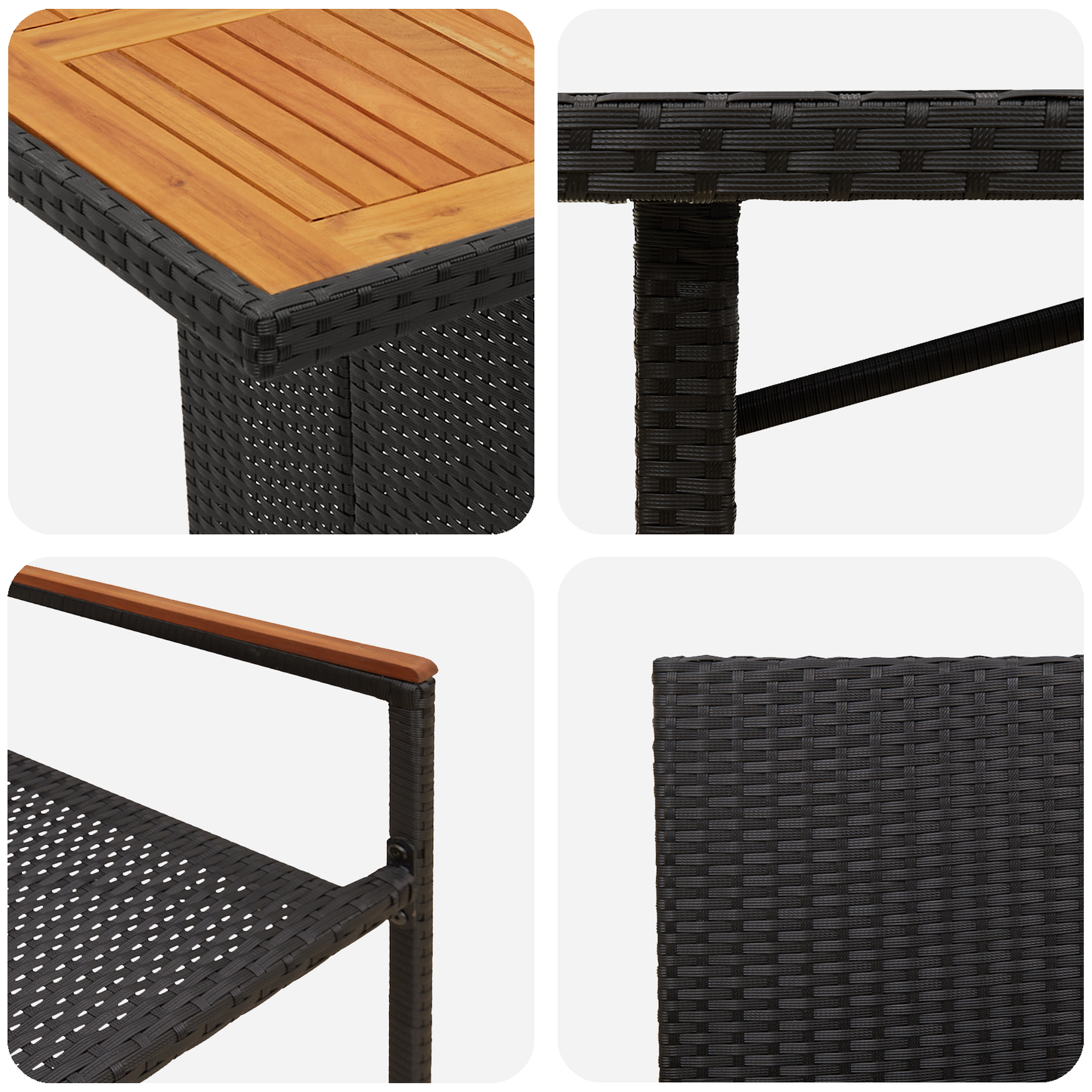 7 Piece Garden Dining Set Black Poly Rattan