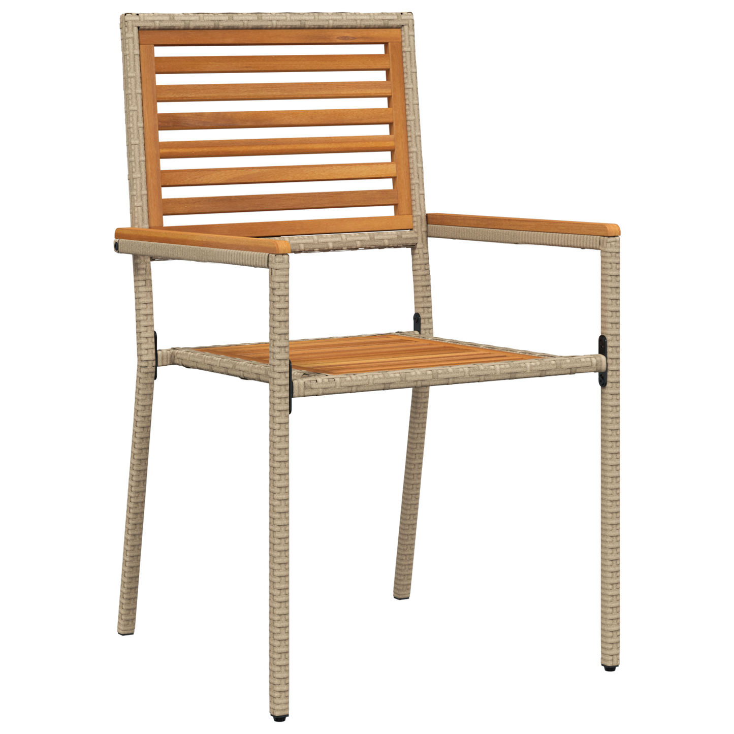 5 Piece Garden Dining Set Beige Poly Rattan Acacia