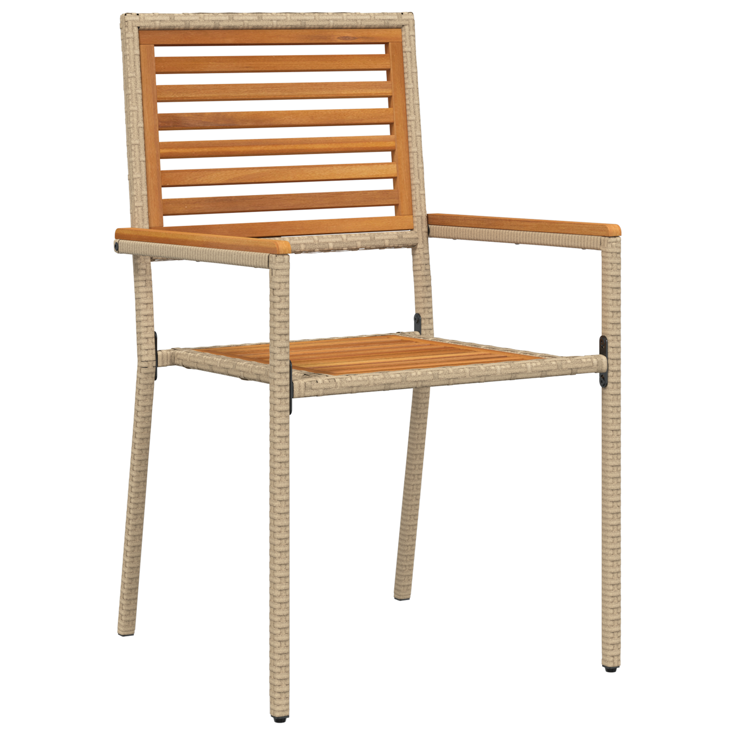 3 Piece Garden Dining Set Beige Poly Rattan Acacia