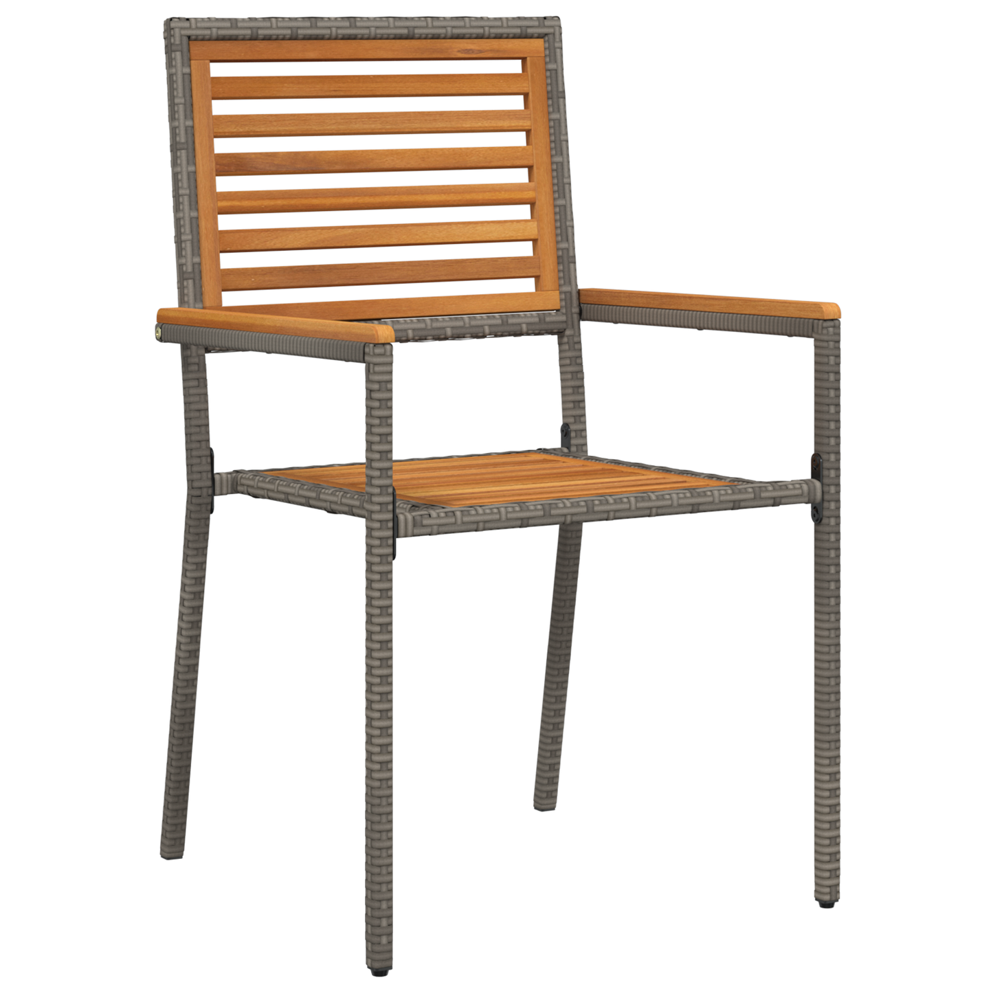 5 Piece Garden Dining Set Grey Poly Rattan Acacia