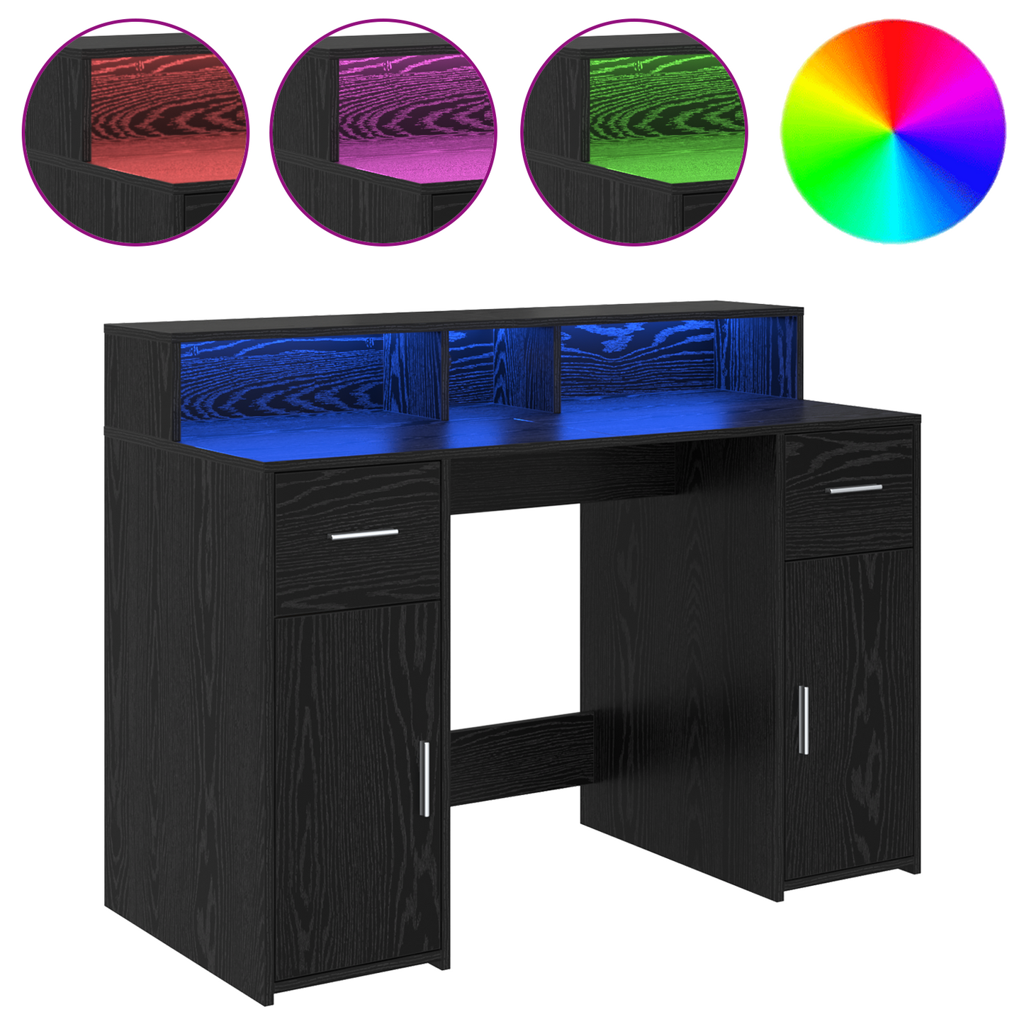 Desk Black Oak 120x55x91 cm Engineered Wood