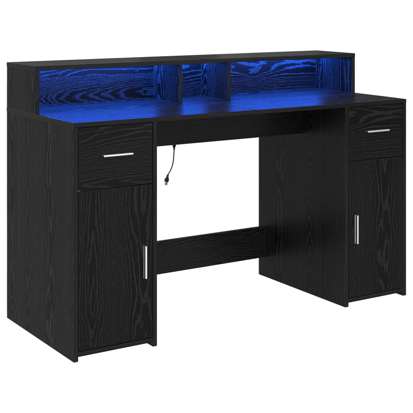Desk Black Oak 140x55x91 cm Engineered Wood