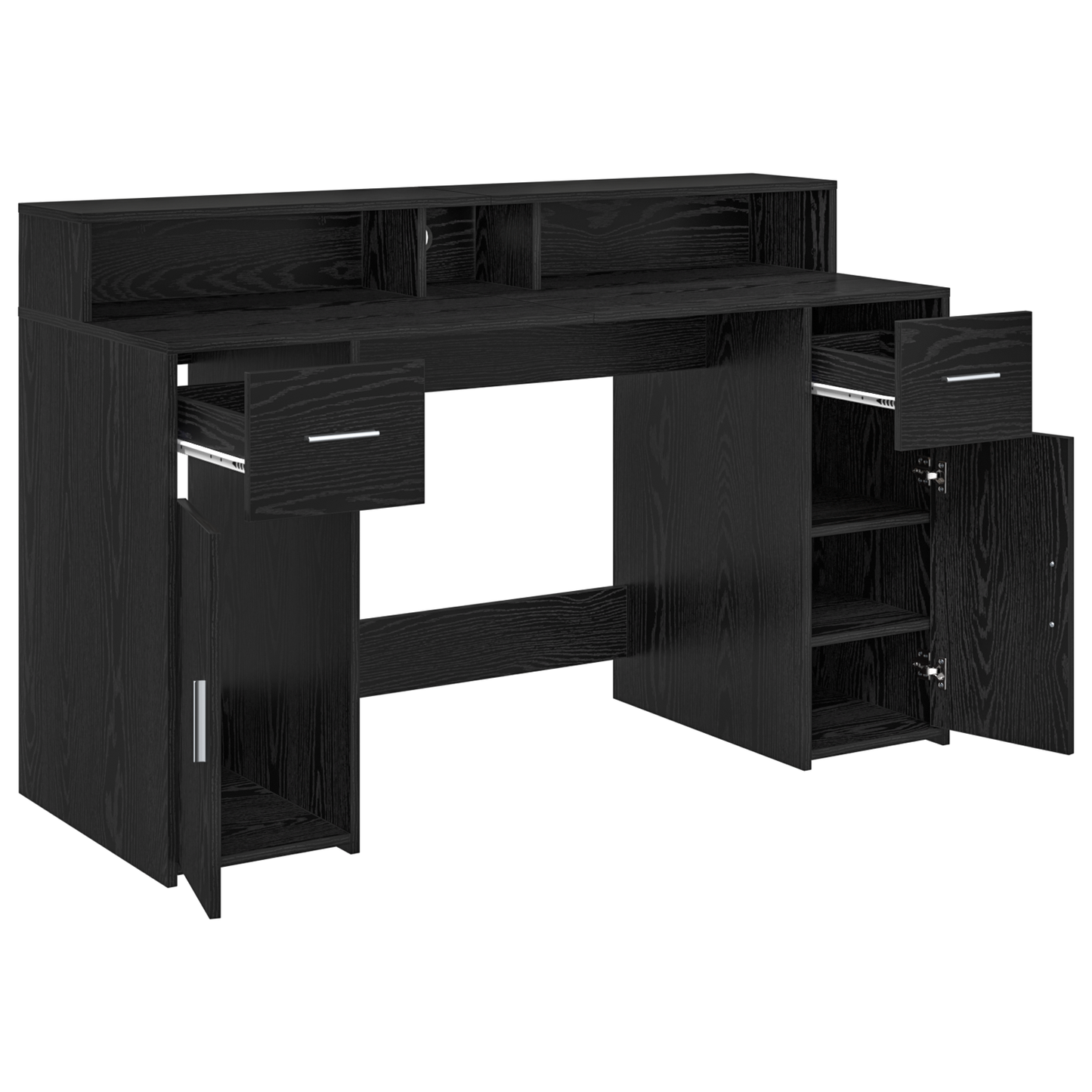 Desk Black Oak 140x55x91 cm Engineered Wood