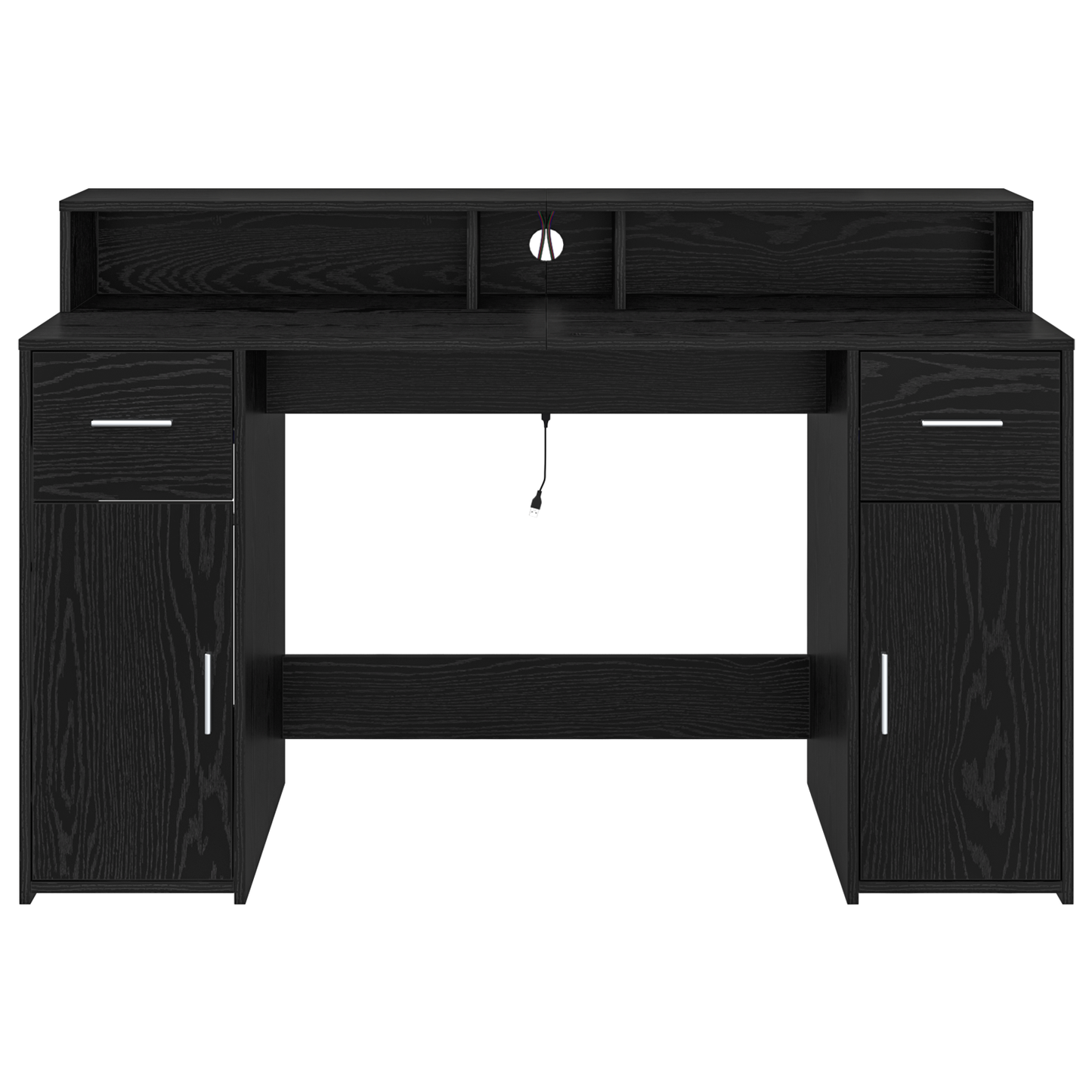 Desk Black Oak 140x55x91 cm Engineered Wood