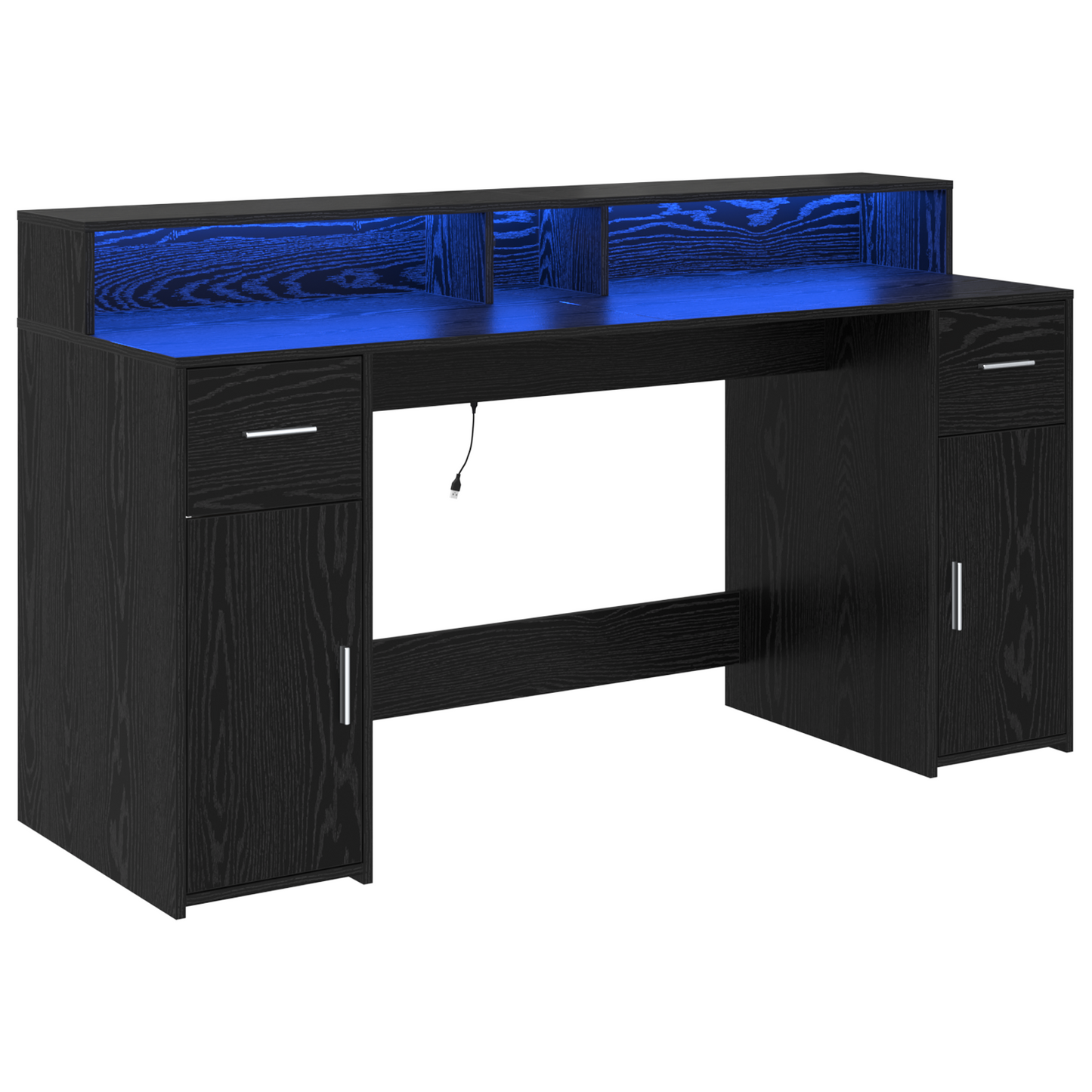 Desk Black Oak 160x55x91 cm Engineered Wood