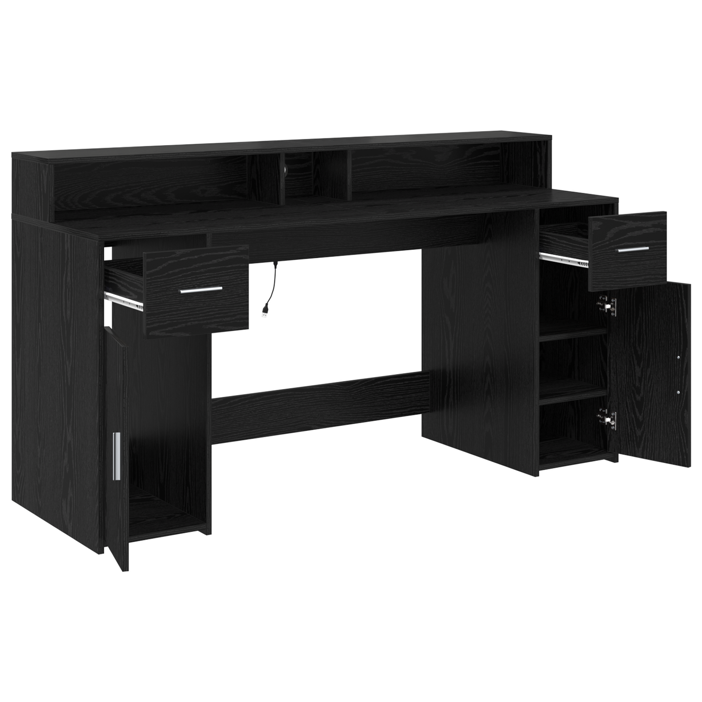 Desk Black Oak 160x55x91 cm Engineered Wood