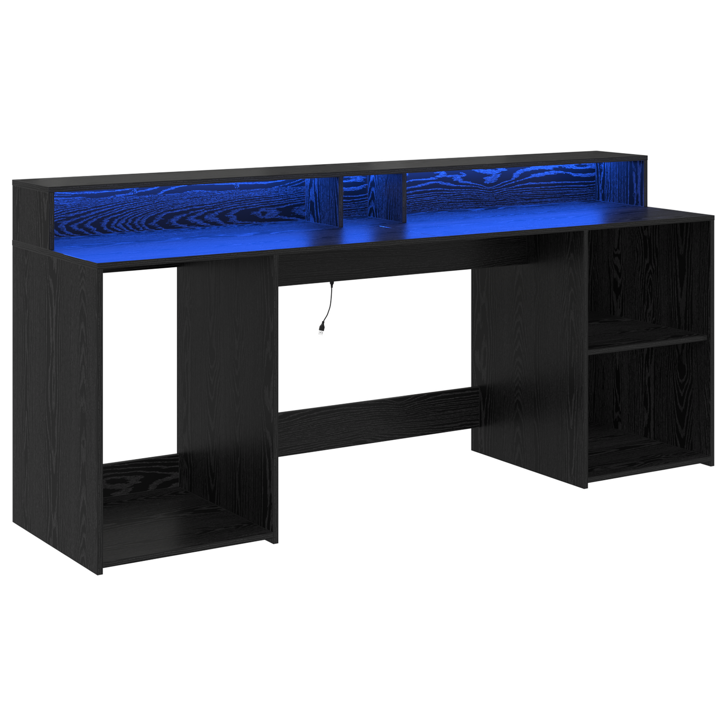 Desk Black Oak 200x55x91 cm Engineered Wood