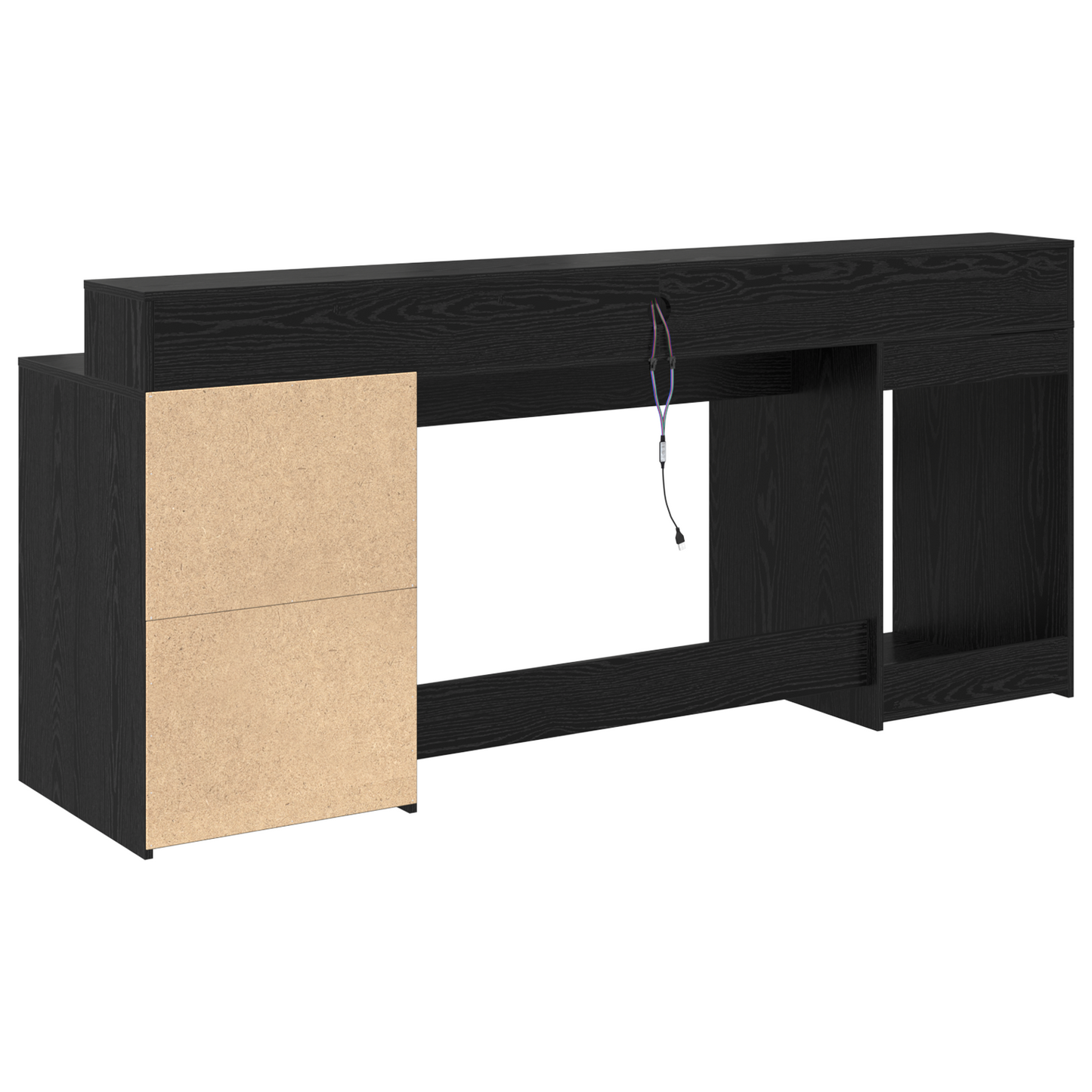 Desk Black Oak 200x55x91 cm Engineered Wood