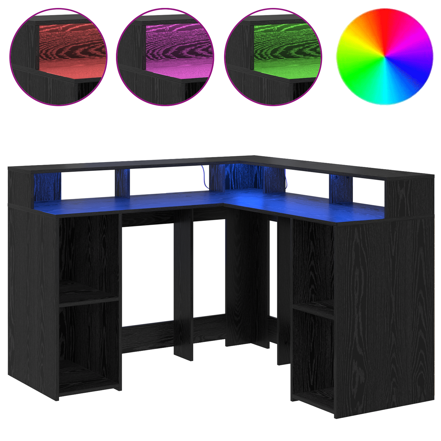 Desk Black Oak 130x130x91 cm Engineered Wood