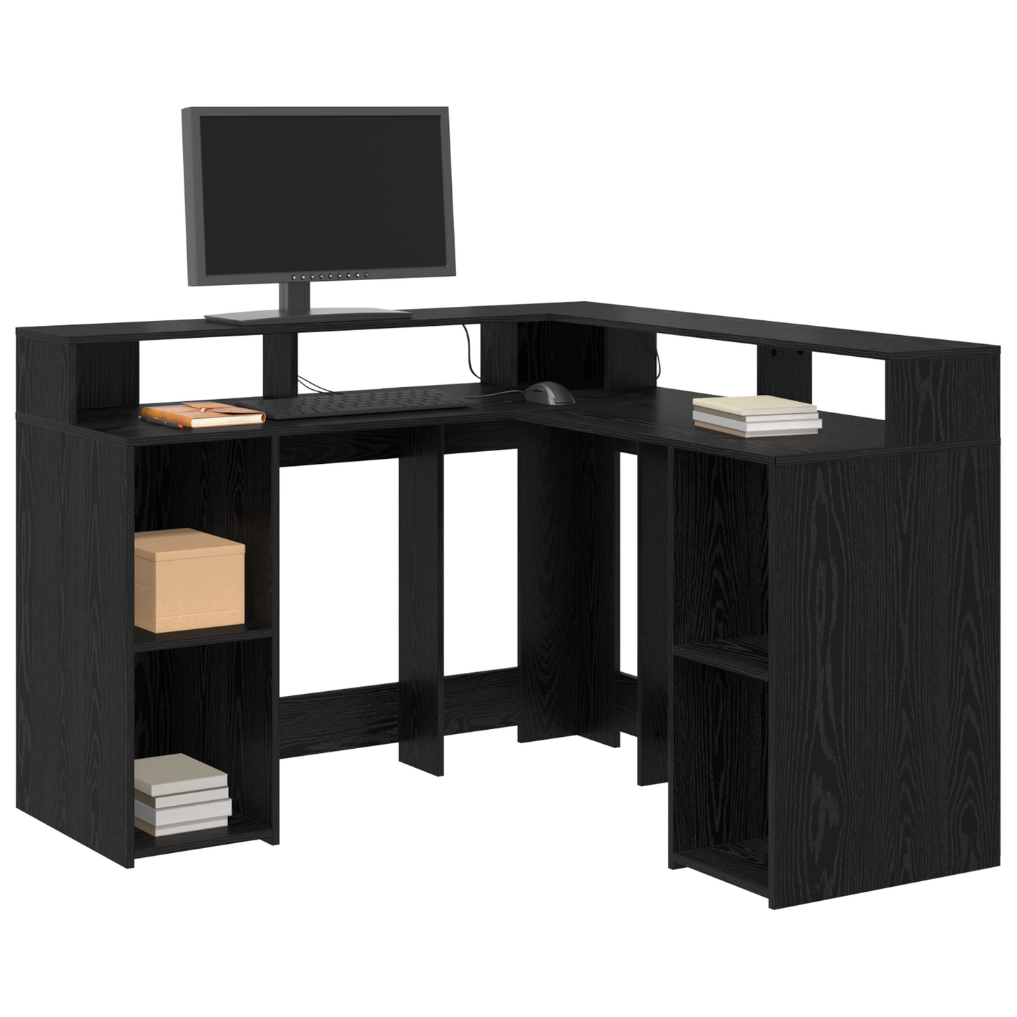 Desk Black Oak 130x130x91 cm Engineered Wood