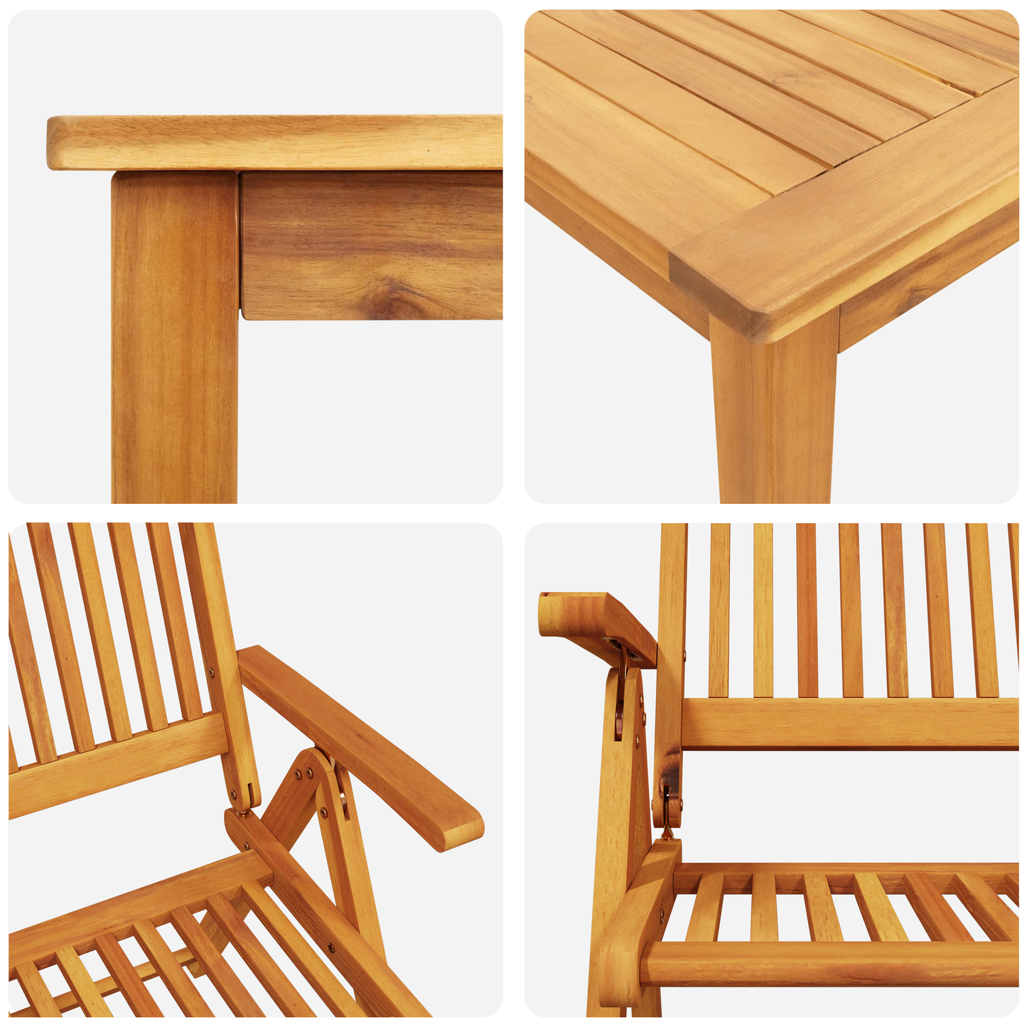 3 Piece Garden Dining Set Solid Acacia Wood Foldable
